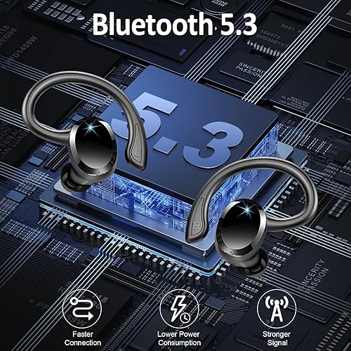 Miniatura 3 de Auriculares inalámbricos Bluetooth deportivos, auriculares Bluetooth 5.3 2024 de 0.559 in, estéreo sobre la oreja, auriculares de 48 horas con