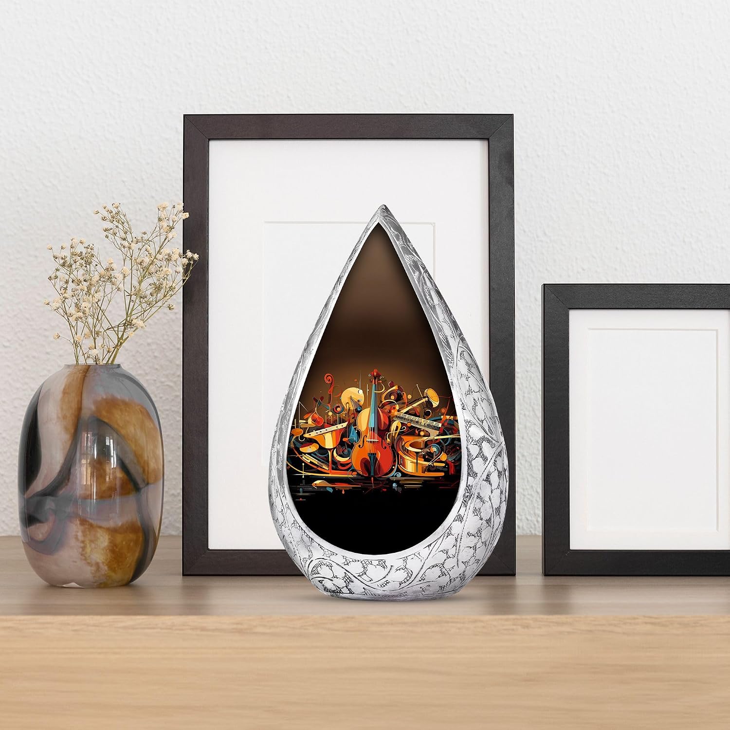 Violin Funeral Urns for Adult Ashes Women and Men 3 Inch - Decorative Urns for Ashes Adult Male - Brown Cremation Dad Urn for Human Remains - Drop Small Urn for Women