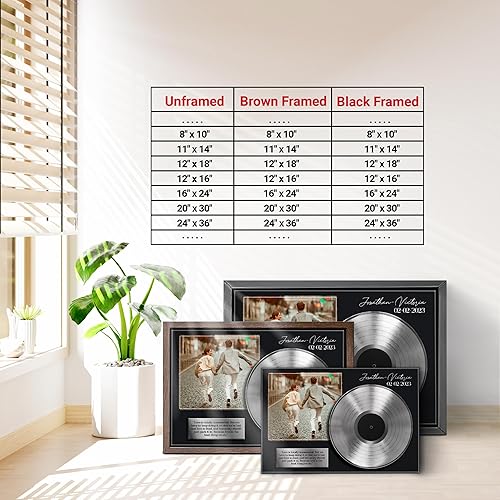 Vista 252 de H-DEWALL Letras de canciones personalizadas, lienzo enmarcado en marrón, música romántica del día de San Valentín, regalo personalizado para marido