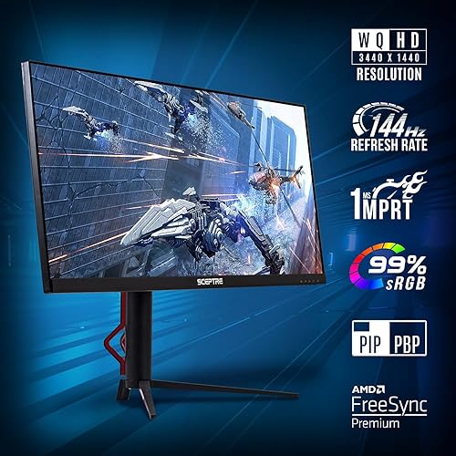 Miniatura 10 de Sceptre Monitor LED creativo de 34 pulgadas curvado ultra ancho 21 9 2560 x 1080 sin marco HDMI DisplayPort hasta 100Hz, negro máquina 2020