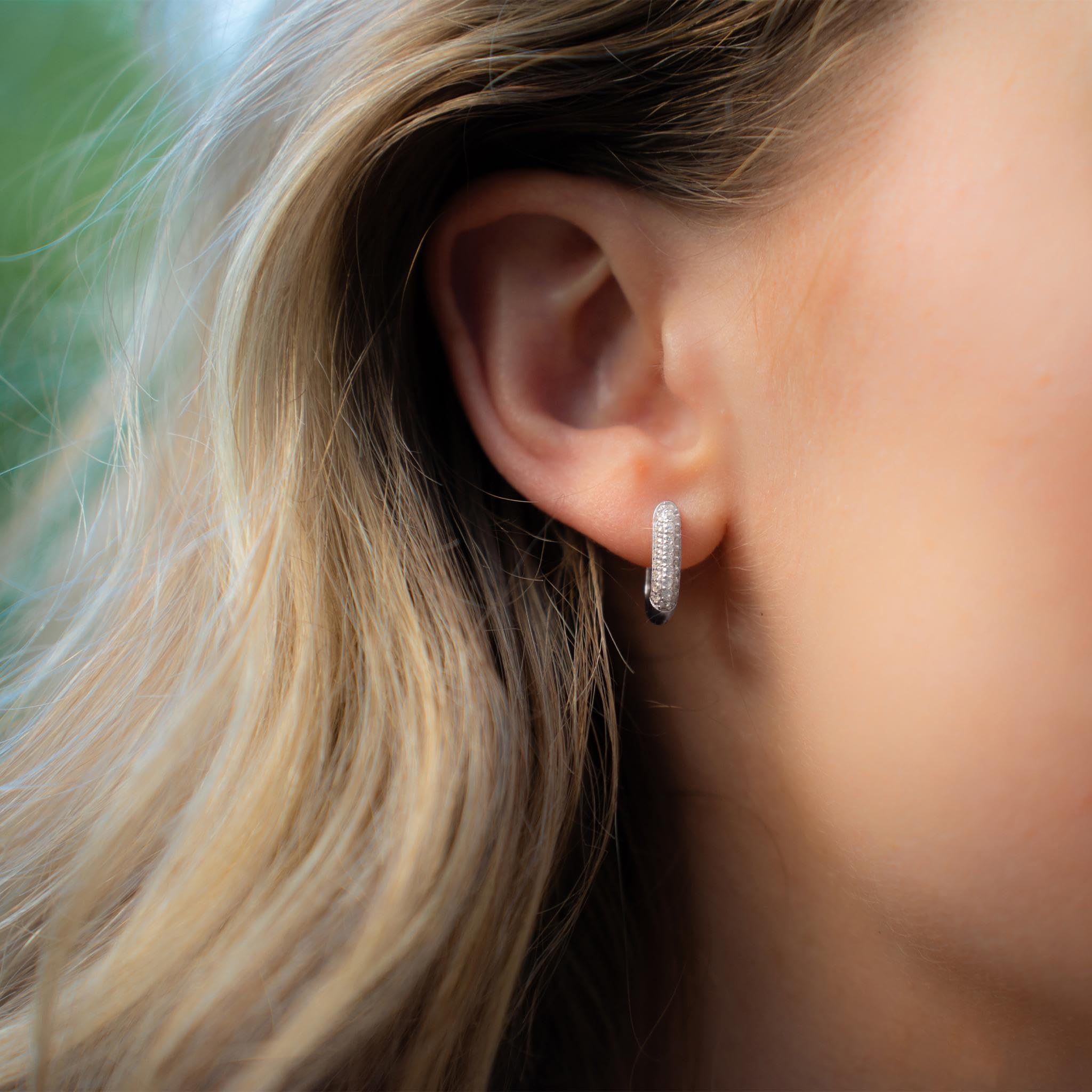 Ohrringe Creolen Damen Silber 925, Frauen Kreolen klein breit mit Zirkonia | mit Steinen, Silberohrringe Hoops Huggies u-förmig oval rechteckig, Schmuck-Geschenk für Frauen Freundin