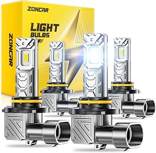 9005 9006 LED Bulbs Combo, 120000LM Cool White 6500K, Real 1:1 Size to HB3 HB4 Stock Bulbs Plug N Play, 60000h Lifespan, Canbus Ready Anti Hyper Flashing, Pack of 4