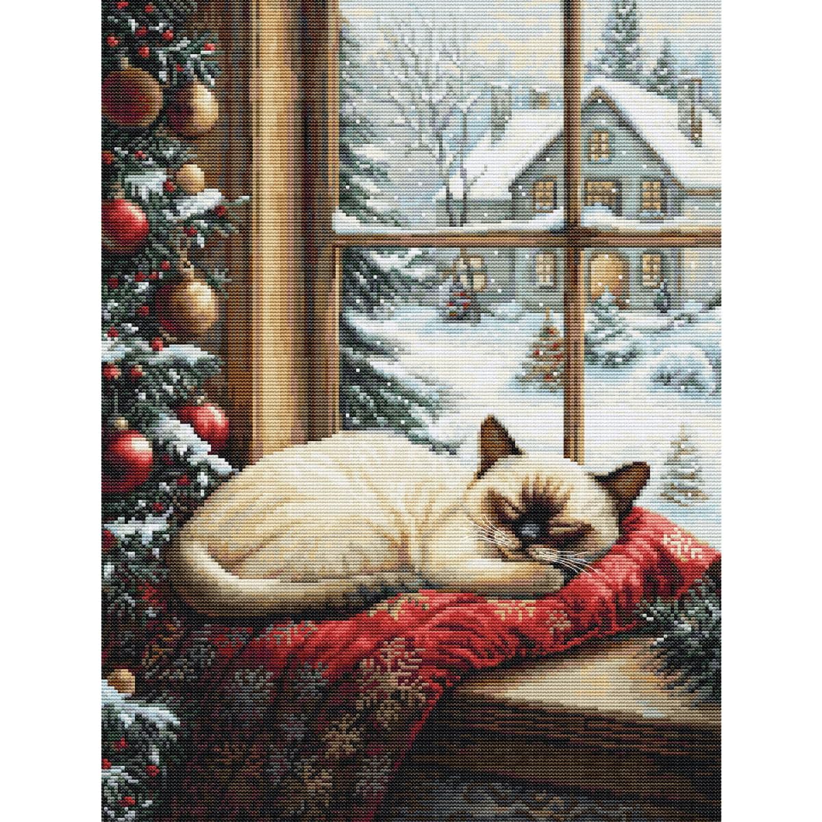 Luca-S The Winter Sleep Cross Stitch Kit Bu5074, Counted Cross Stitch Kit For Adults, Needlecraft And Embroidery Kit