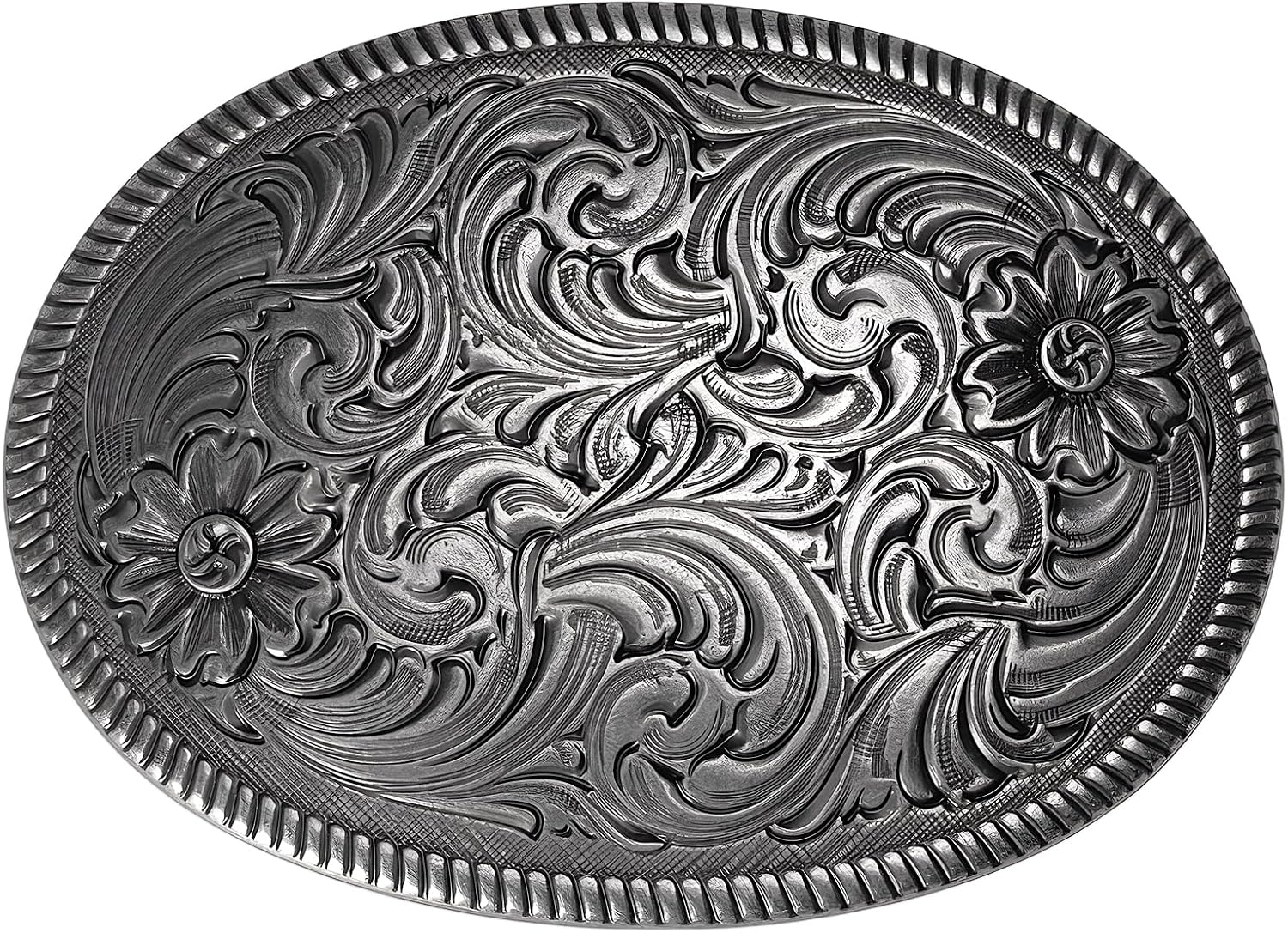 Western Buckles for Women - 1 1/2 Antique Silver Engraved Floral Stylish Heavy-Duty Vintage Buckles