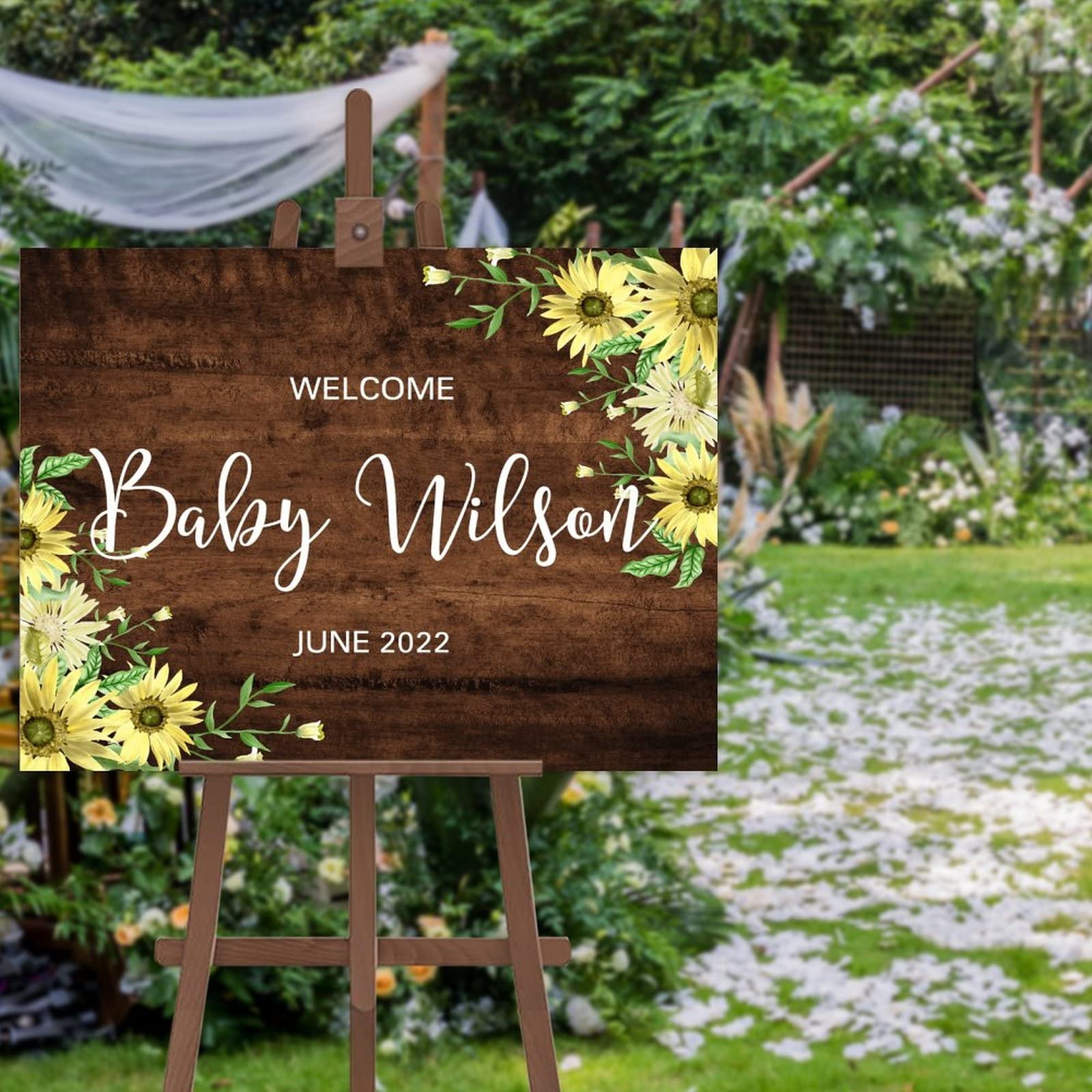 Panneau de bienvenue mariage rustique en bois pour réception