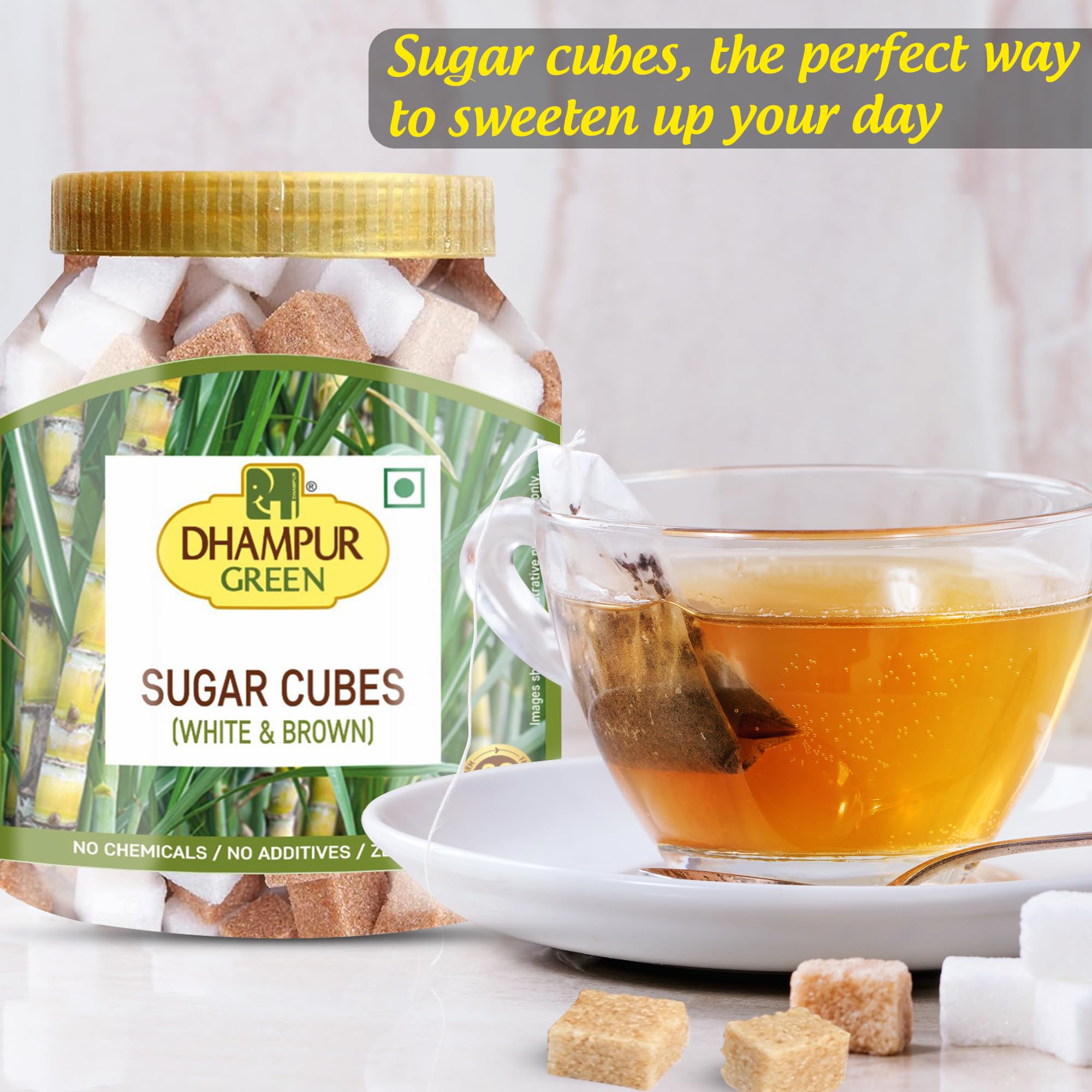 Dhampurgreen Brown & White Sugar Cubes, 800g | Mix Sugar Cubes, | Sugar Cubes For Tea And Coffee | Sulphurless | No Chemicals - Image 5 thumbnail