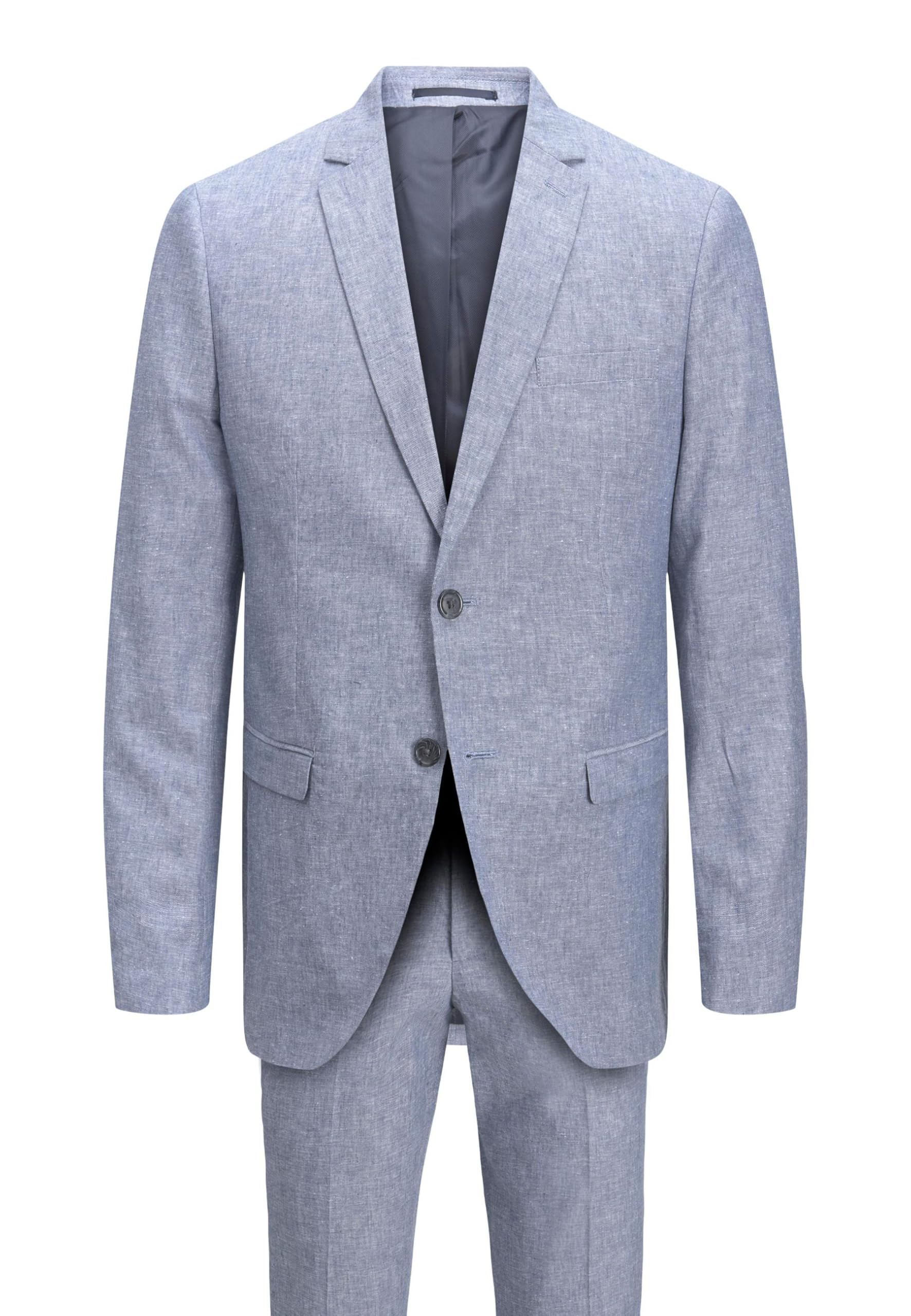 JACK & JONES Jprriviera Linen Suit Slim Fit Sn Pls garnitur męski, Chambray Blue/Fit: slim fit, 66 Duże rozmiary