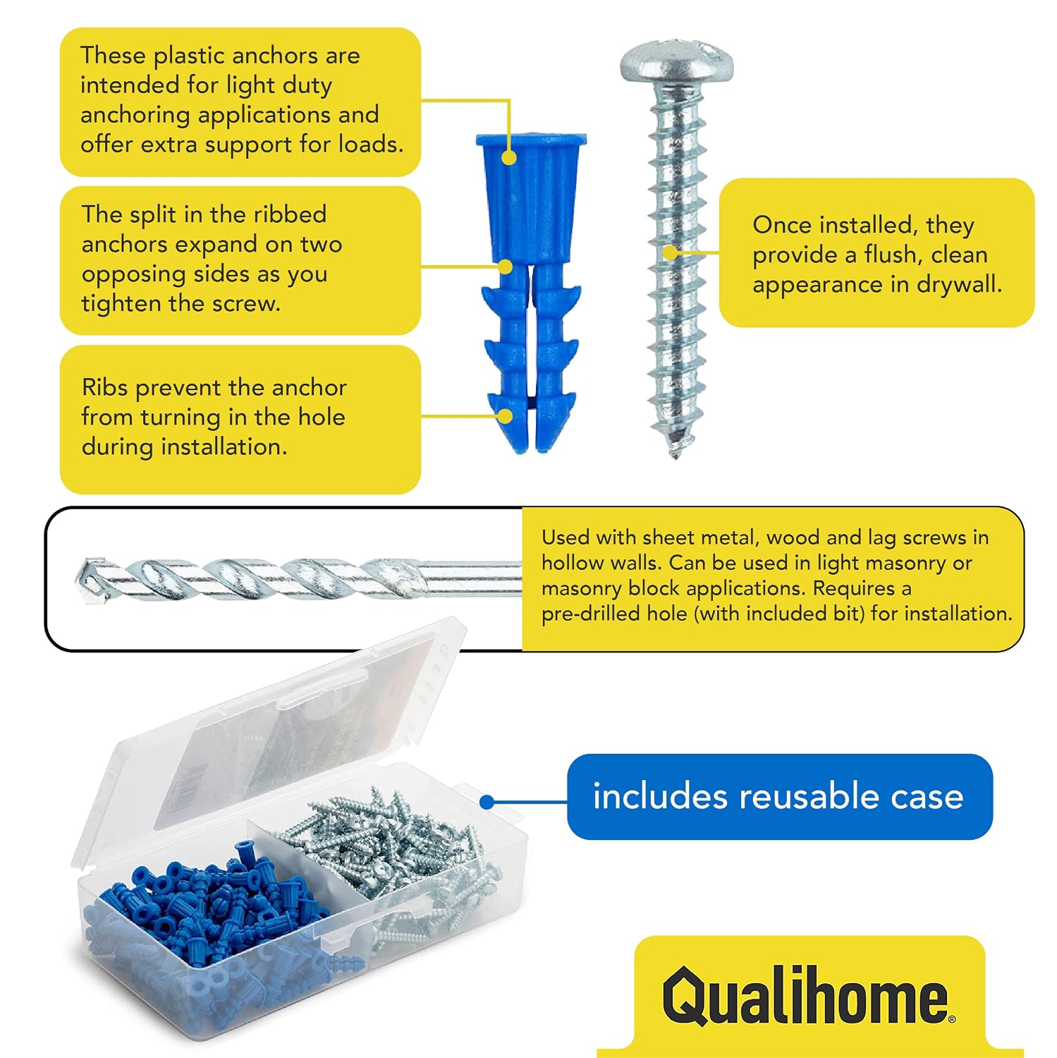 Exсluѕіvе Dіѕсоunt 90% Prісе Ribbed Plastic Drywall Anchor Kit with Screws and Masonry Drill Bit, 10-12 x 1