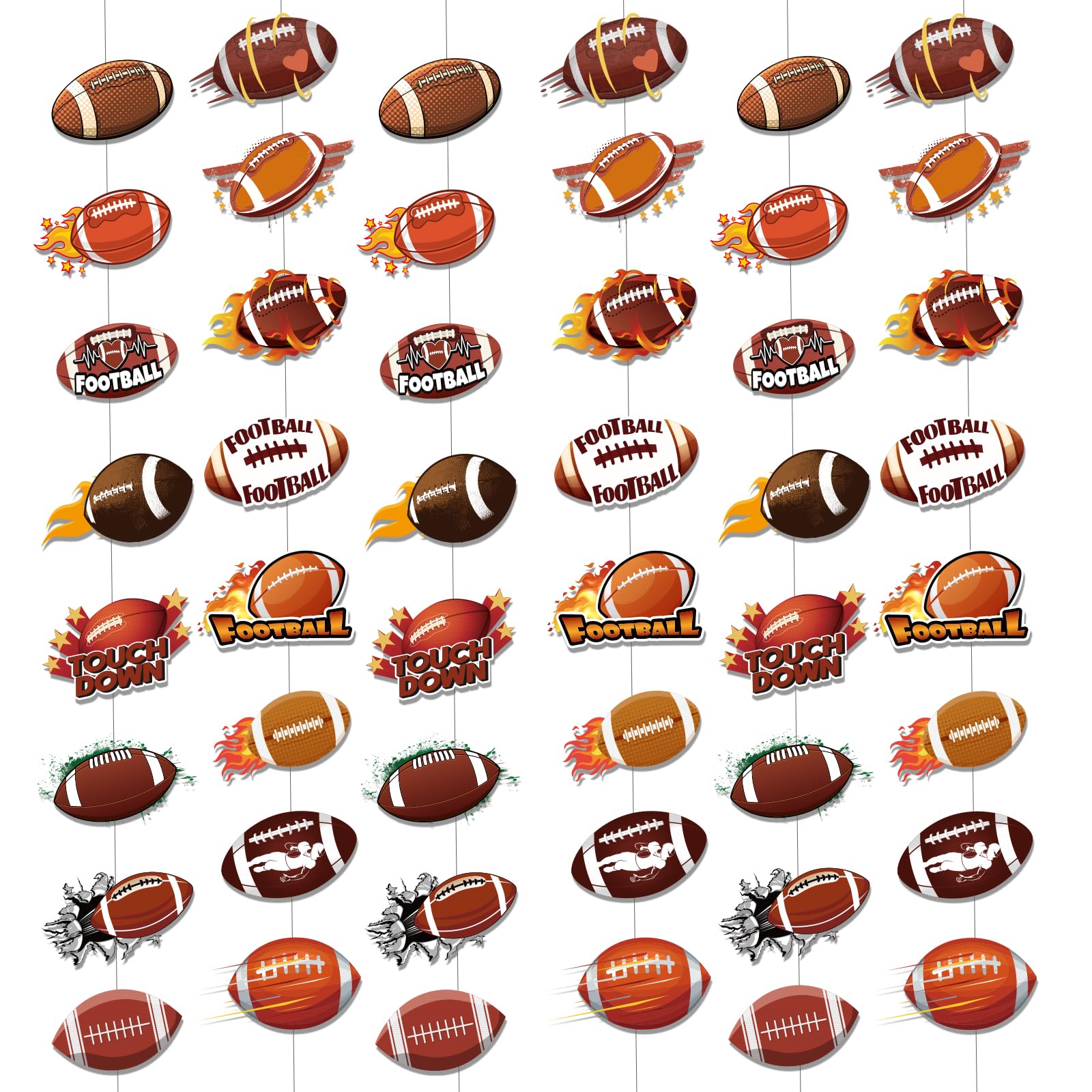 HOWAF 6pcs Football Garland Banner American Football Party Banners Decor Garland Kit, Football Party Hanging Swirl Paper Cutout Banner for Football Sport Theme Birthday Party Home Classroom Decor