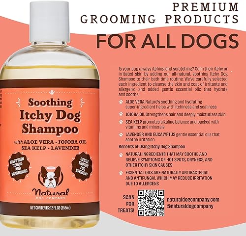Miniatura 5 de Natural Dog Company Champú para perros con picazón 12 onzas natural e hipoalergénico no tóxico y sin parabenos champú para perros para aliviar la