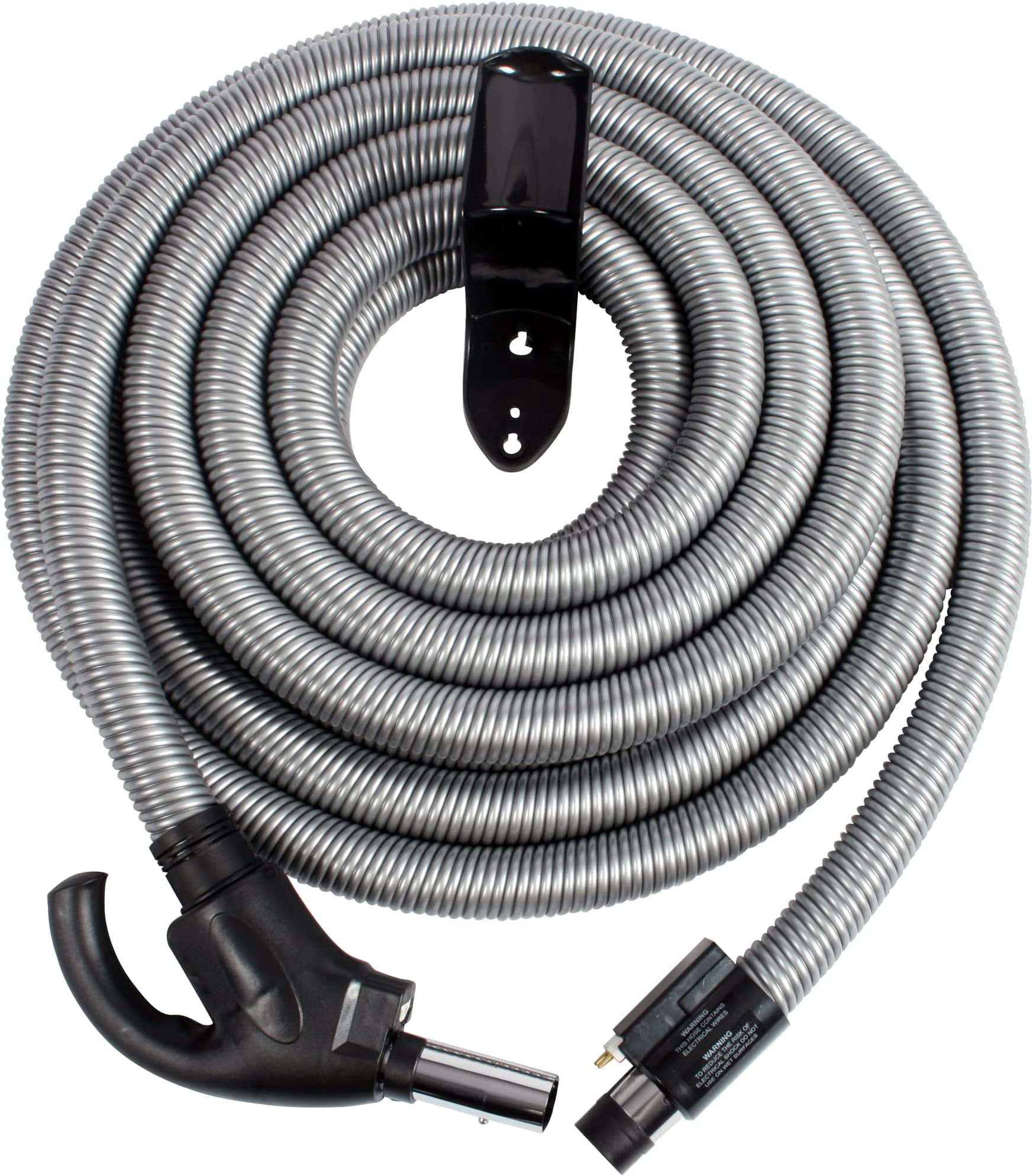 Cen-Tec Systems97217 35 Ft. Central Vacuum Direct Connect Electric Hose with Flush Handle and Hanger, Silver, DC, 35 Ft. DC Hose