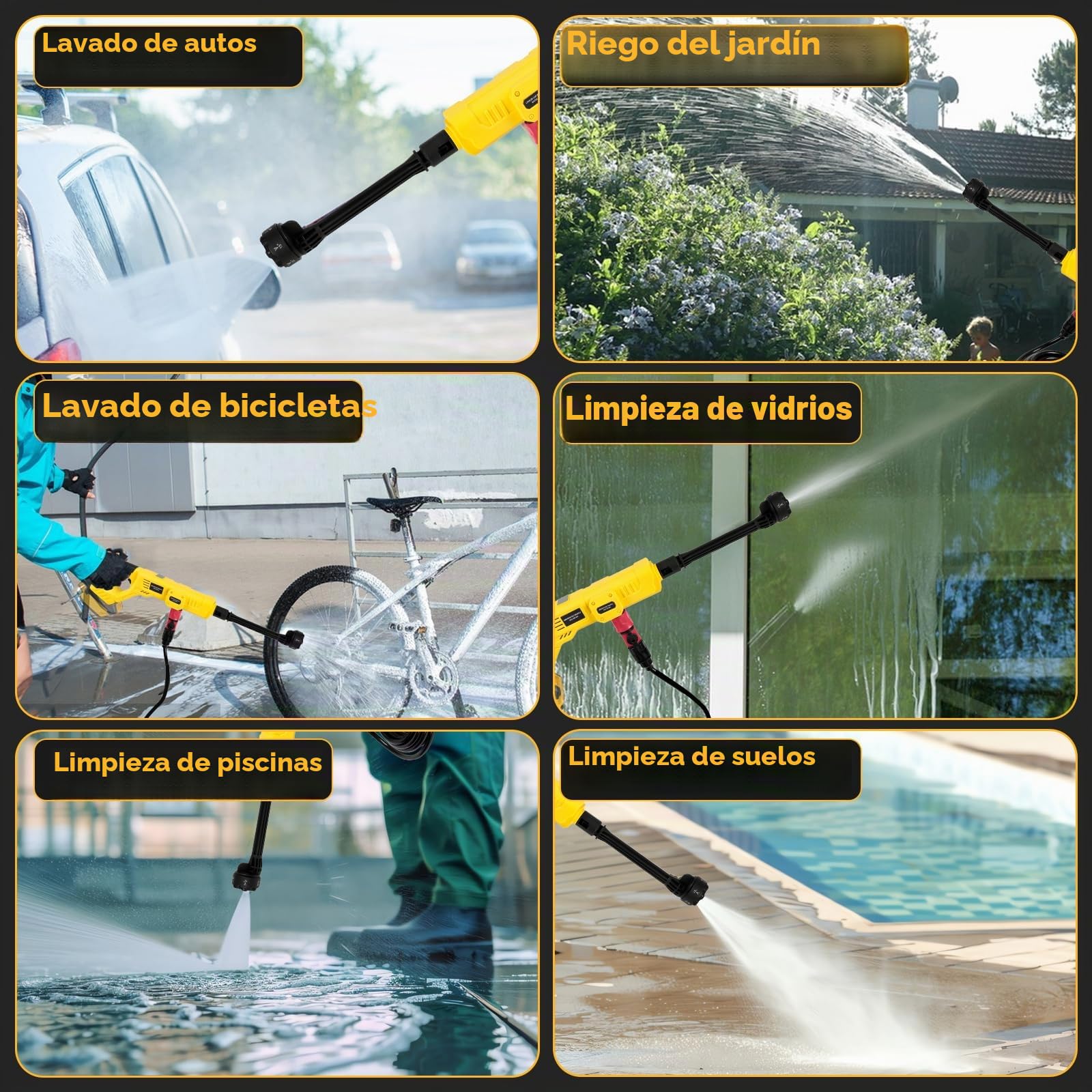 Limpiador de alta presión con batería 6 en 1, compatible con batería Dewalt de 18 V, 1000 PSI, pistola de limpieza a presión portátil para coches, ventanas, césped, jardines, piscinas, pantalones de 5