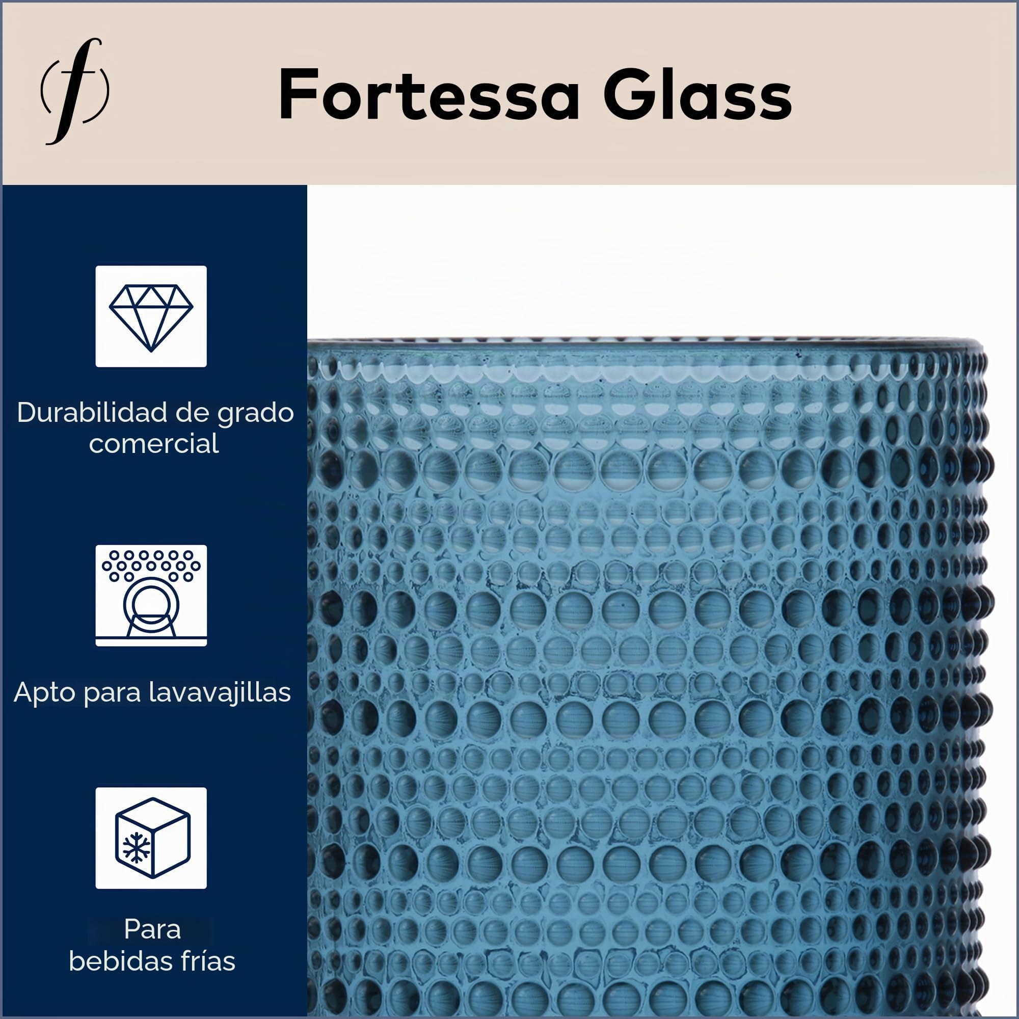 Fortessa D&V Jupiter - Juego de 6 vasos dobles de estilo antiguo, 10 onzas, aciano
