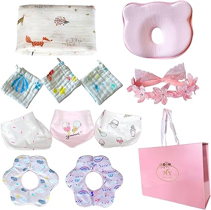 Amazon Munal View 出産祝い 女の子 人気ギフト12点セット 出産準備 赤ちゃん お祝い プレゼント 可愛いデザイン 年中使えるベビーギフト ギフトセット ベビー マタニティ 通販