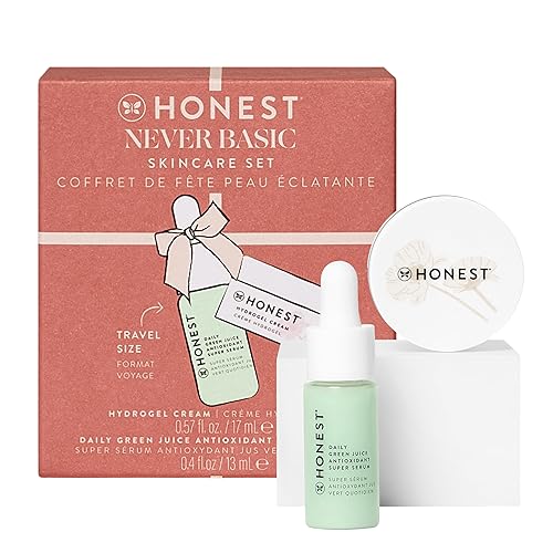 Honest Beauty Never Basic Skincare Duo  Mini crema de hidrogel con infusión de ácido hialurónico (0.57 onzas líquidas) + mini suero antioxidante de