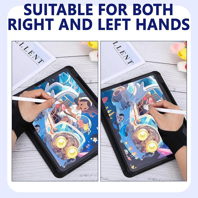 12 unidades de guante para artista para tabletas digitalizadoras, guante para dibujo con mano derecha o izquierda para arte digital, dibujo a lápiz sobre papel miniatura 5