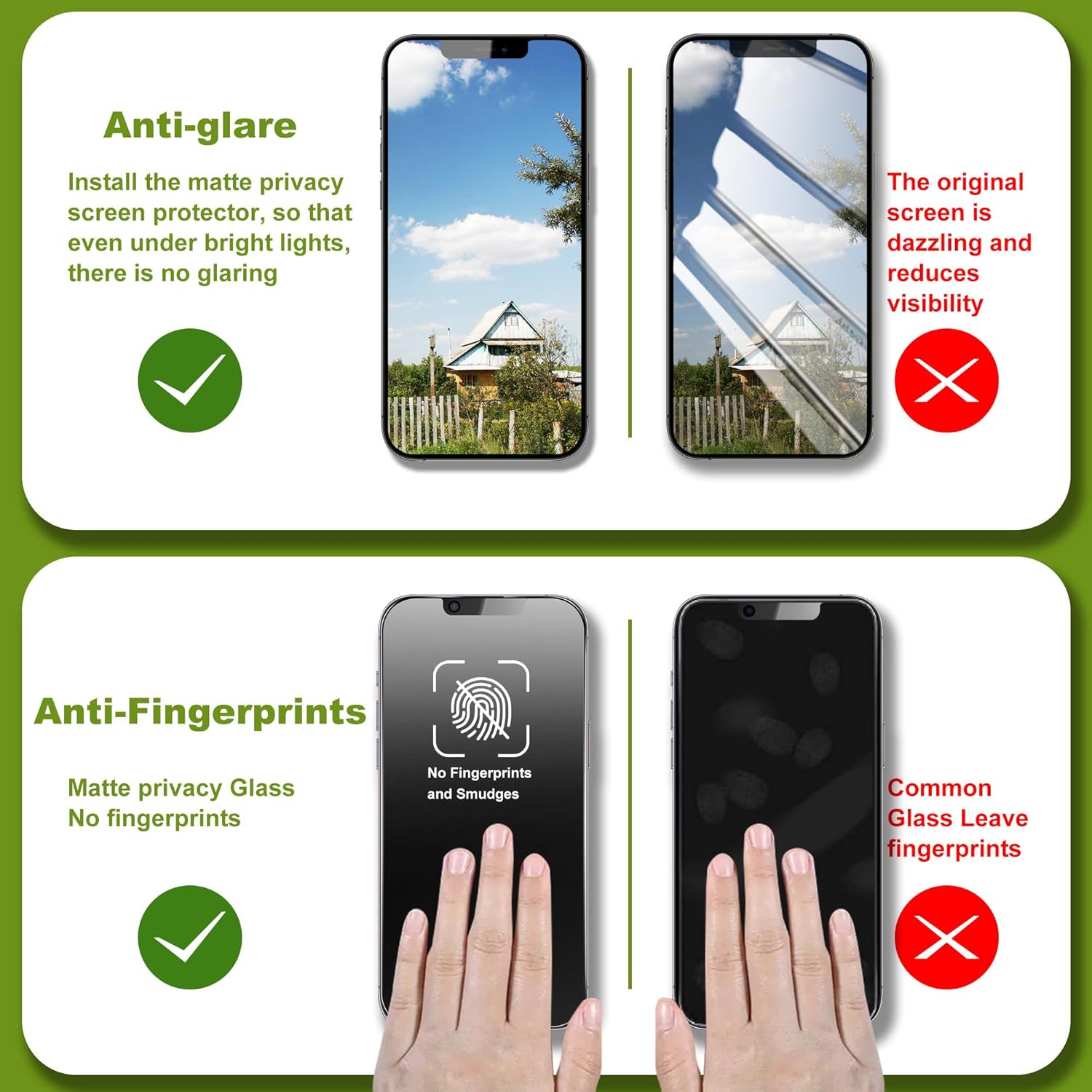 2-Pack Matte Privacy Glass Screen Protector for iPhone 13 Pro Max/14 Plus,Anti-Glare & Anti-Spy,Anti-Reflection,Smooth as Silk,Military-Grade 9H Hardness,Easy Installation