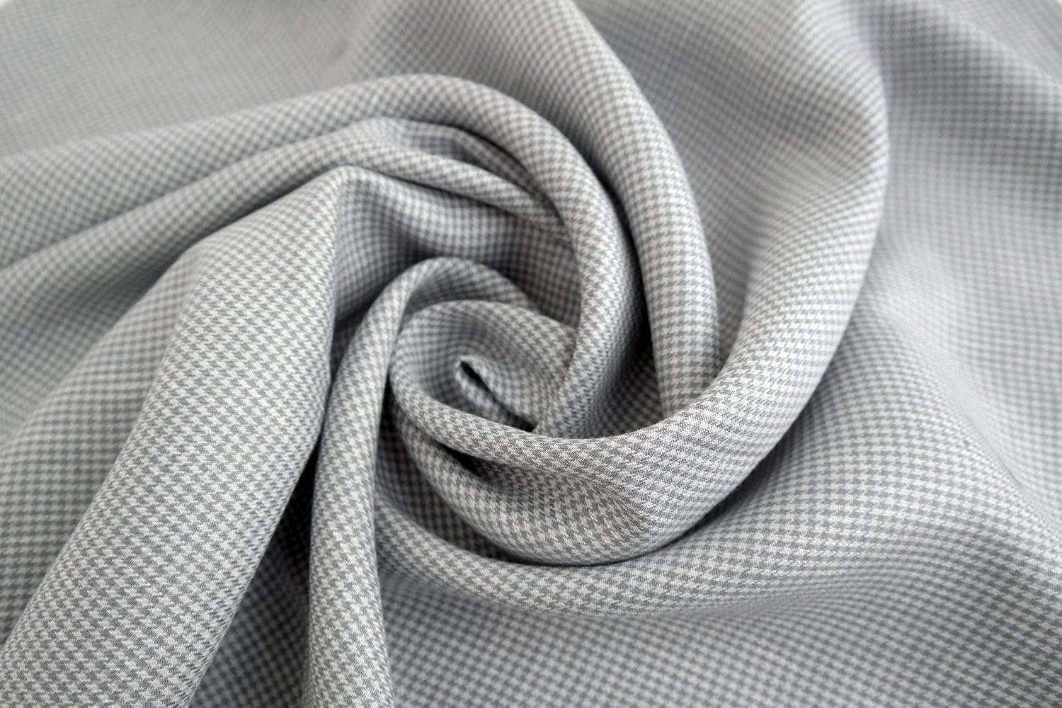 Grey Houndstooth Check 100% Linen Fabric | Premium Medium Weight Material - Ideal for Clothing, Home Decor, and Crafting Projects