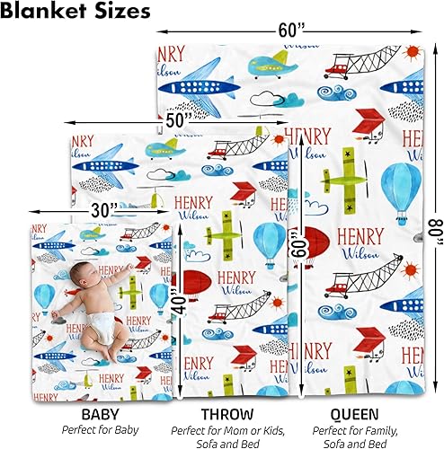 Miniatura 2 de Manta de bebé de avión personalizada, manta de bebé con nombre, manta de bebé con nombre, manta de bebé niño, manta de bebé con monograma, manta de
