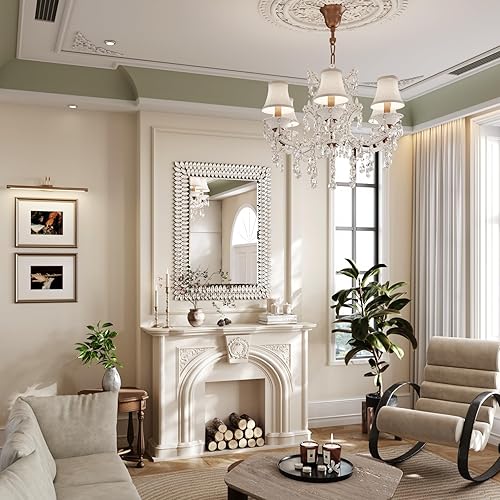 Miniatura 9 de Kelly Miller Espejo de pared de baño con joyas de 30 x 40 pulgadas, espejo rectangular grande, espejo decorativo de lujo con diamantes para baño