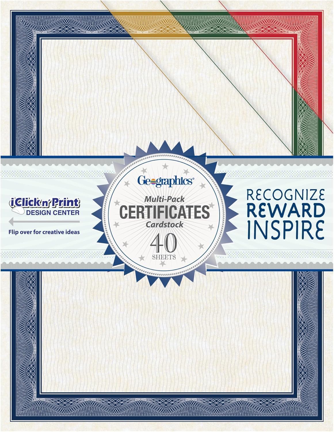 Geographics Assorted Traditional Card Stock Certificates,8.5 x 11", 40/Pack (48669)