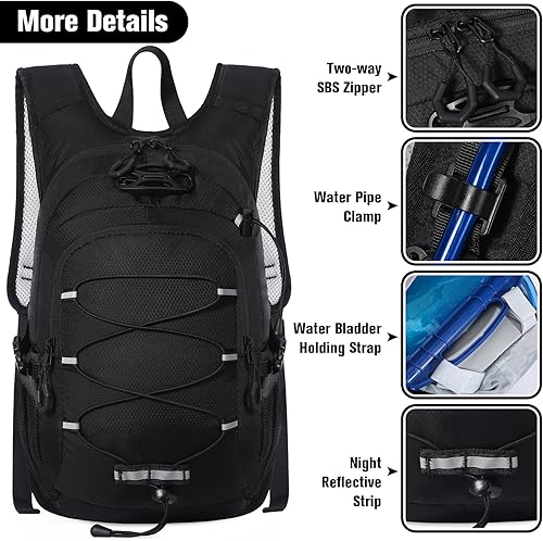 Miniatura 5 de Mochila de senderismo para niños de 12 litros, mochila de hidratación pequeña, mochila de campamento impermeable para niños 5-12, sin vejiga de agua