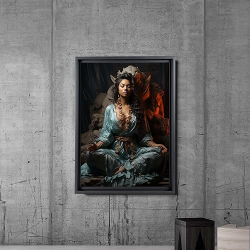 Miniatura 2 de Yoga Wall Art, Canvas Prints Yoga Meditation Studio Room Decorations Tie Dye Hippie Psychedelic Poster with Frame Meditating Peace Wall Art Hanging