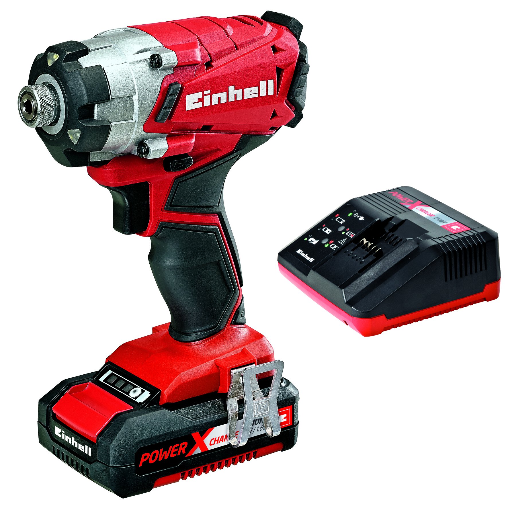 Einhell 4510020 Te-Ci 18 Li Kit Avvitatore a Impulsi a Batteria, Power X-Change (Ioni di Litio, 140 Nm, 3 Luci LED, Valigetta), 18V, Con Batteria Da 1.5Ah e Caricabatteria