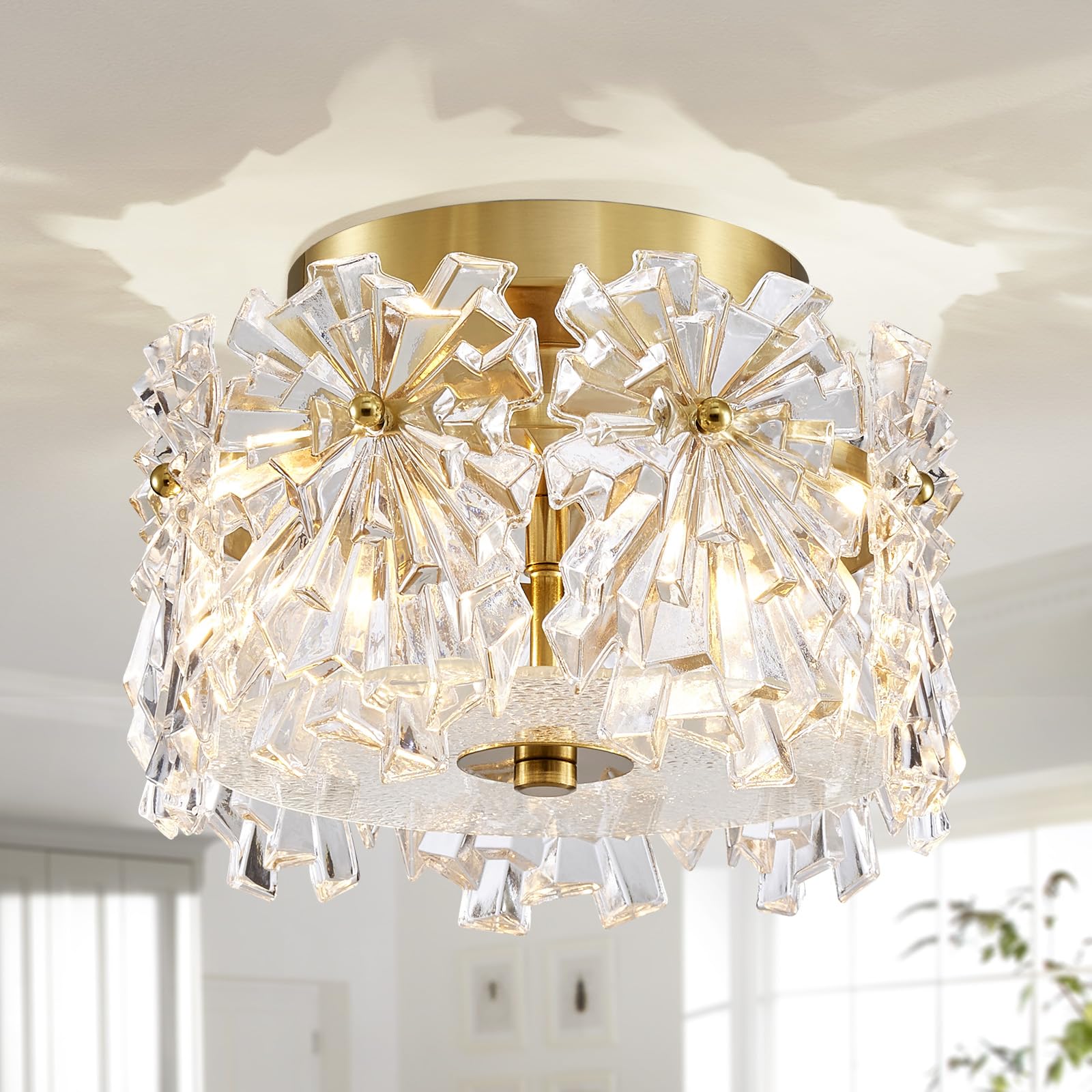 Photo 1 of AGV LIGHTING Gold Crystal Flush Mount Ceiling Light