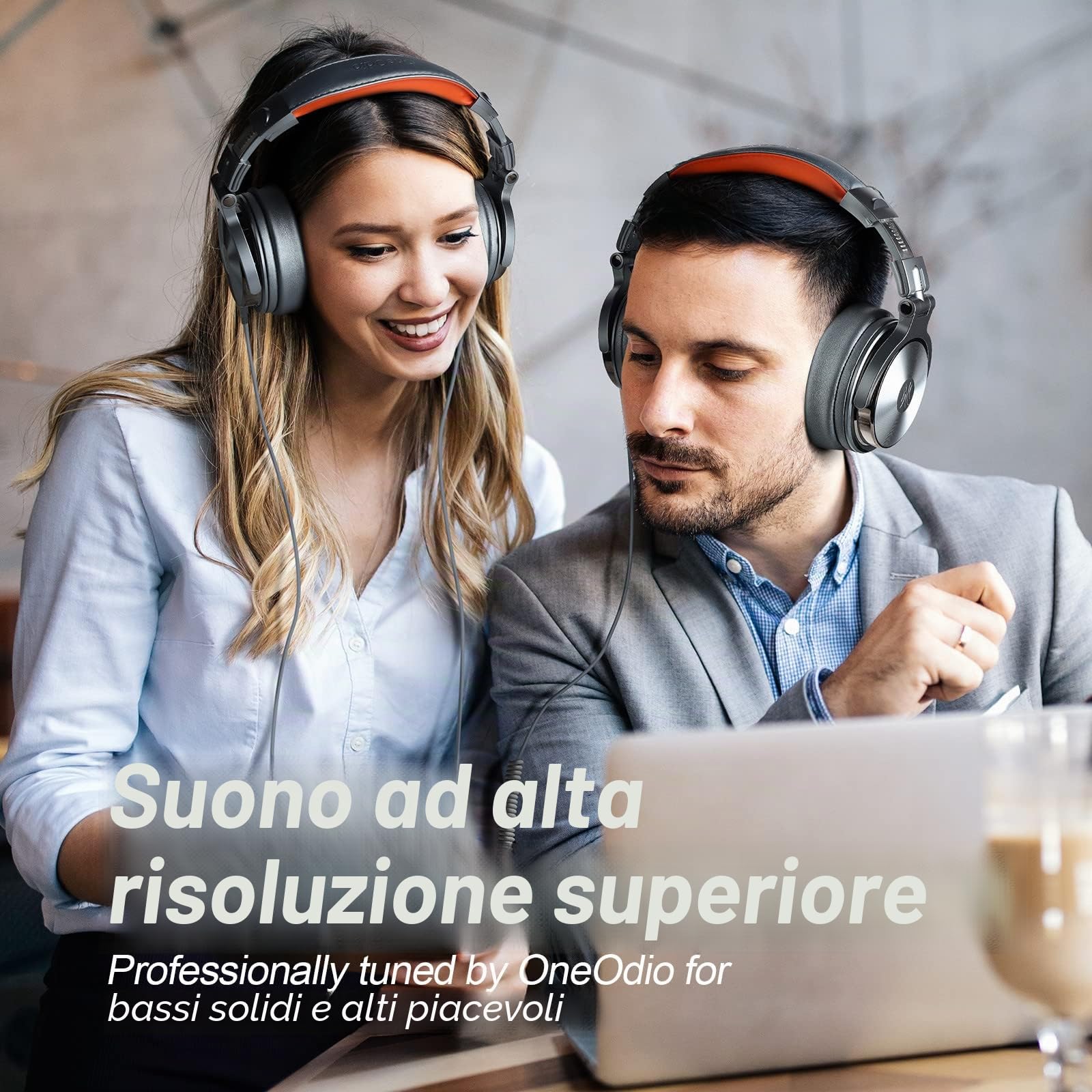 OneOdio Cuffie over-ear ad alta risoluzione per monitoraggio e mixaggio da studio, cuffie cablate professionali senza adattatori, con padiglioni in pelle proteica, driver da 50 mm (Pro-50 blu