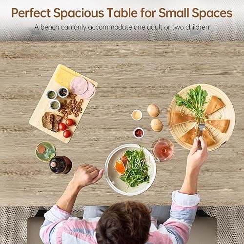 Miniatura 3 de LinkRomat Juego de mesa de comedor de 3 piezas, juego de mesa de comedor de 47 pulgadas para 2-4, juego de mesa de cocina con 2 bancos, juego de