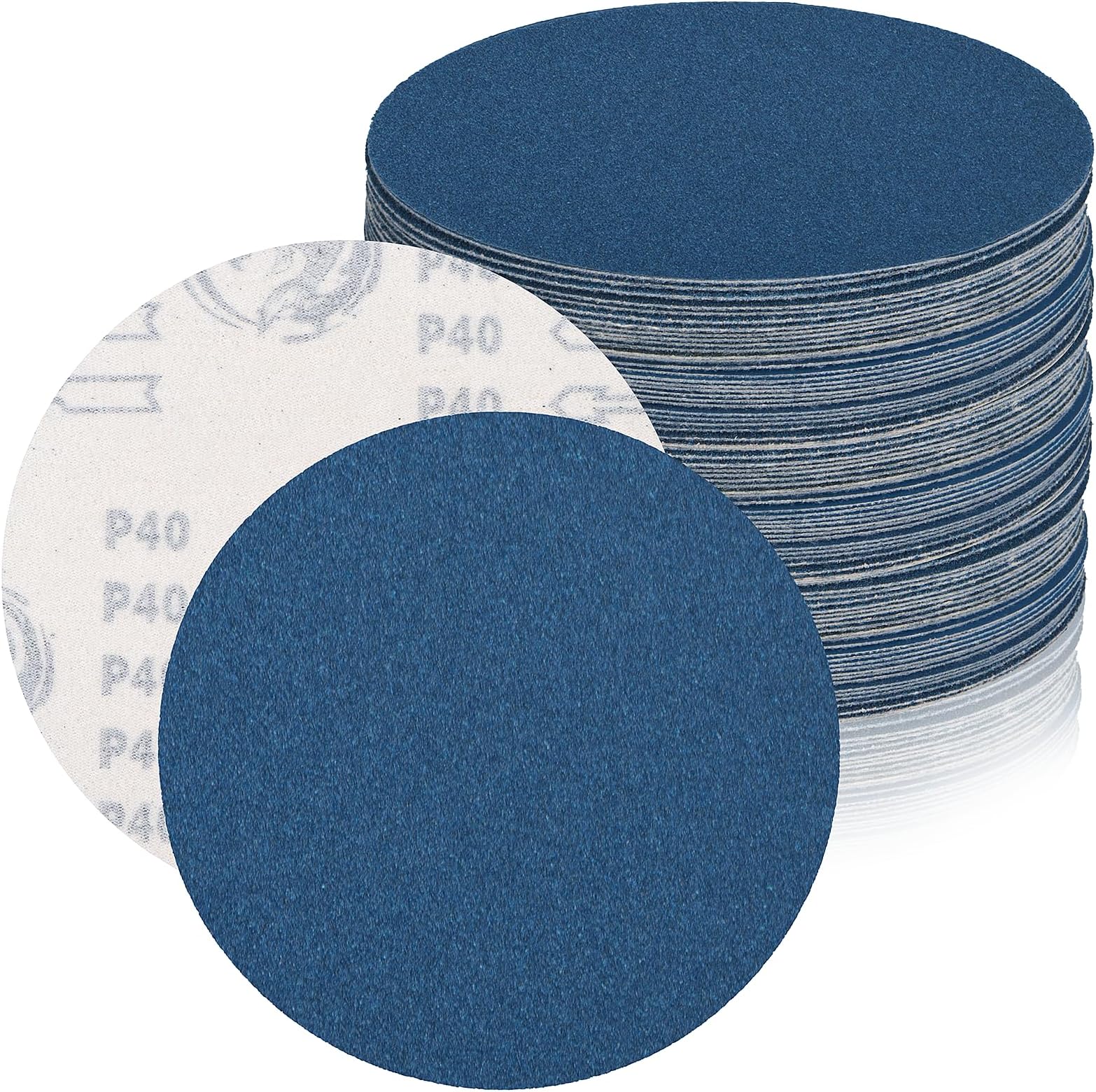 6-Inch no-Hole Hook and Loop Sanding Discs, 40/60/80/100/120/150/180/240/320/400/600 Grits Sandpaper for Random Orbital Sander, 26-Pack (Assorted Grits)