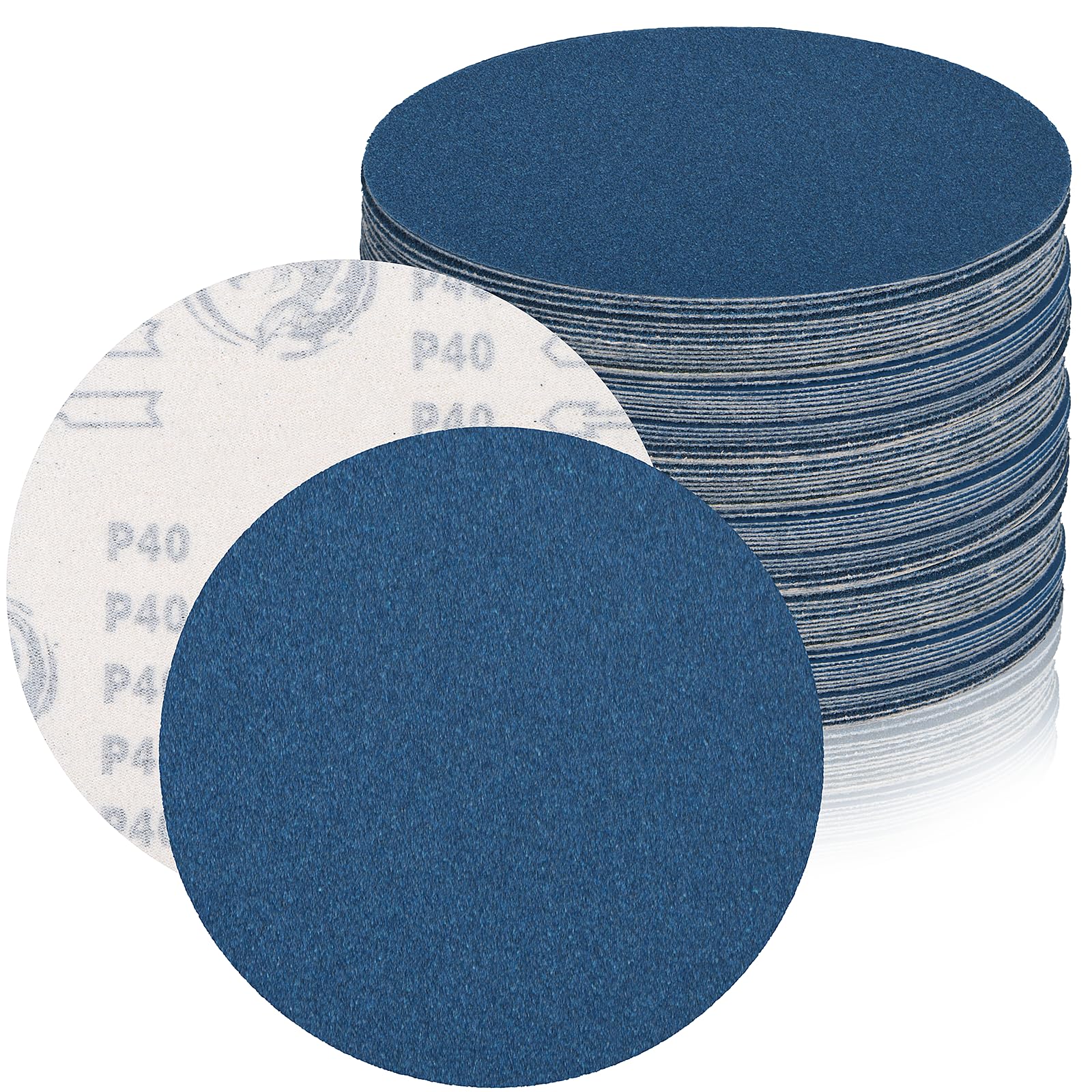 6-Inch no-Hole Hook and Loop Sanding Discs, 40/60/80/100/120/150/180/240/320/400/600 Grits Sandpaper for Random Orbital Sander, 26-Pack (Assorted Grits)