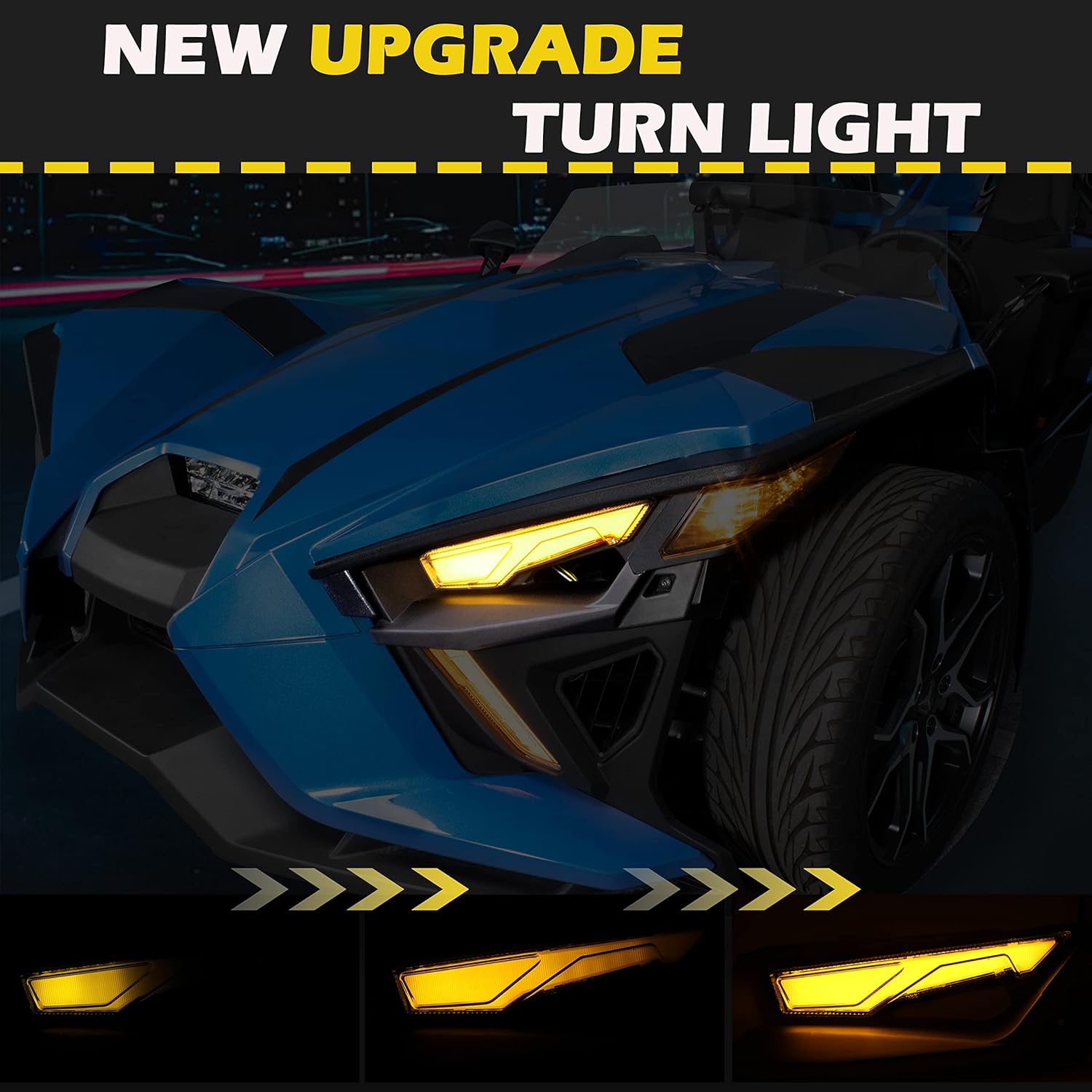 SAUTVS Front Upper Accent Panel Light Kit for Slingshot, Daytime Running Lights & Trim Panel, DRL & Driving Lights Decorative Plate for 2014-2023 Polaris Slingshot S SL SLR R LE Modified Accessories