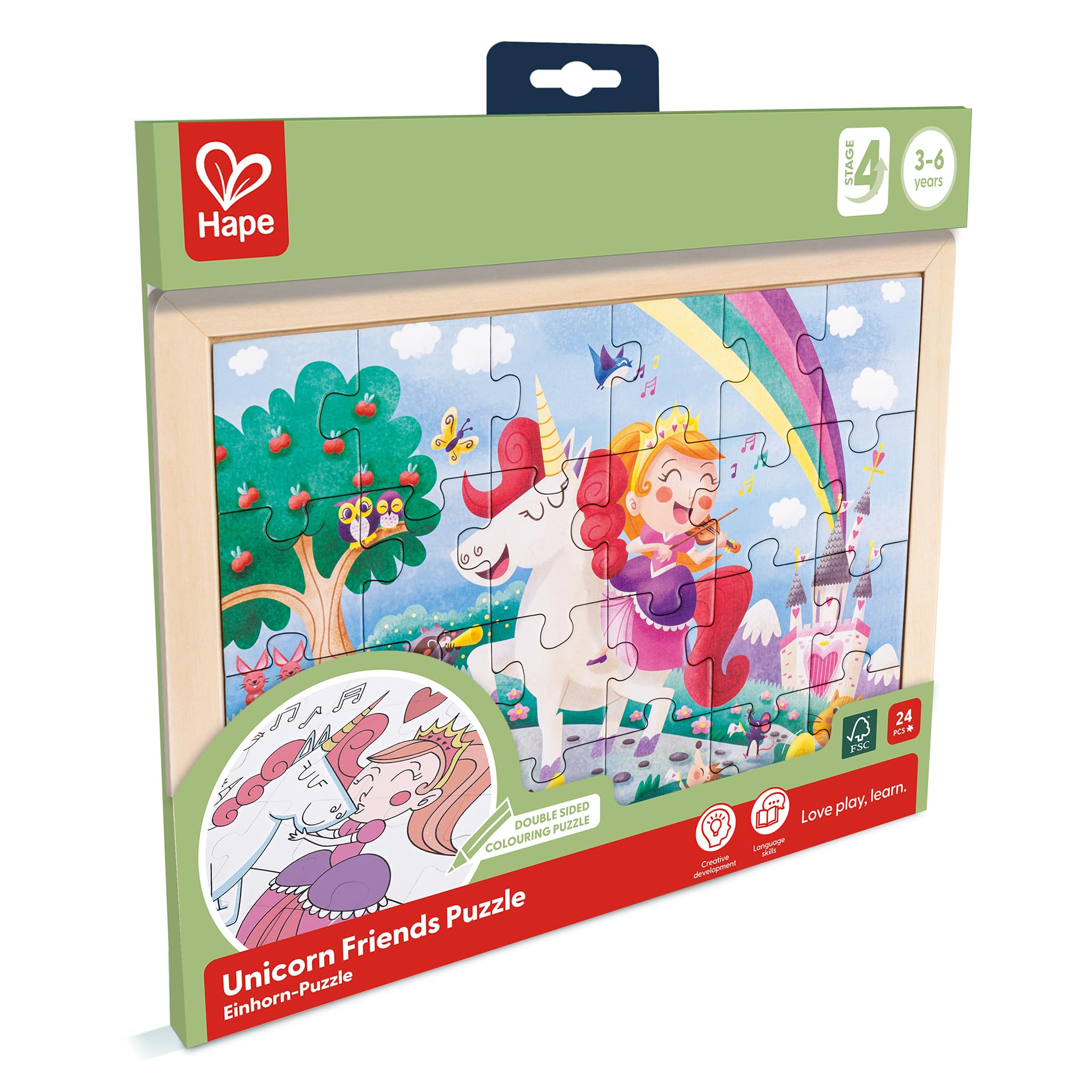 Hape Unicorn Friends Puzzle, Multicolored, 24 pieces, 8.66" x 11.57" - Image 2