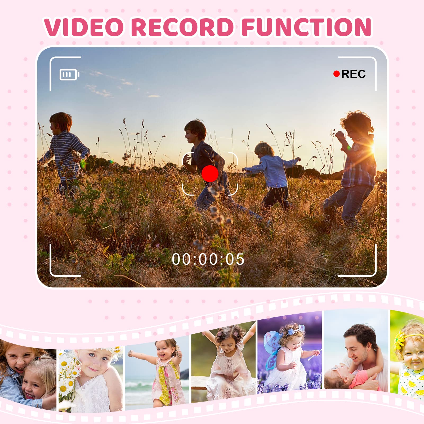 ASTGMI Macchina Fotografica Bambini, 12MP Mini Ricaricabile Fotocamera Digitale Bambina Videocamera Regalo per Ragazze Ragazzi 3-10 Anni, con Scheda 32 GB, Regali Giocattolo di Natale & Compleanno