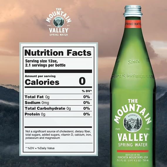 Mountain Valley, Spring Water, Glass Bottle, 16.9 ounces (Pack of 12)