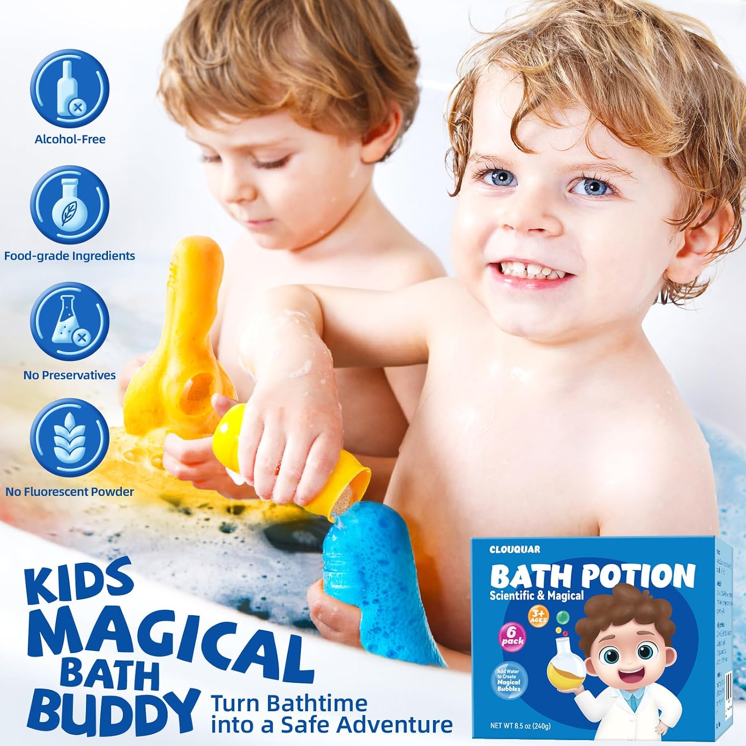 Kids Bath Bomb Potions, 6 Pack Non-Toxic Fizzy Bubble Bath Explosions, Colorful Burst Bath Potions for Kids, Scientific & Magical Bath Time Buddy, Fun & Educational Bubble Bath