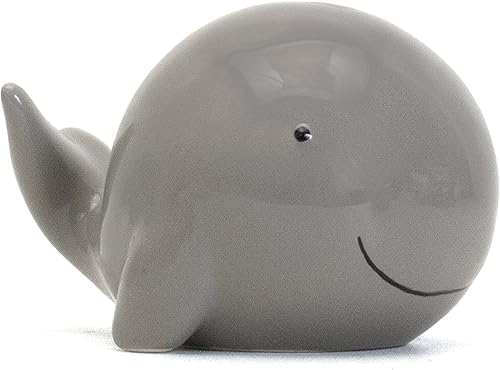 Child to Cherish Alcancía de cerámica ballena (gris)