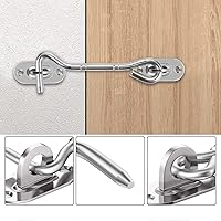 Vista 7 de 4 piezas de herrajes de acero inoxidable para puerta de granero, pestillo de puerta corredera de 6 pulgadas con gancho para ojos, pestillo de puerta