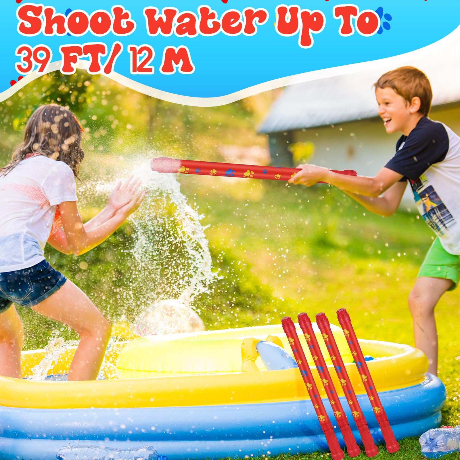 Halloscume Confezione da 12 pistole ad acqua con motivo a zampa di cane, bomboniere, attività estive, pistole ad acqua per adulti, piscina all'aperto, cortile, giochi in spiaggia