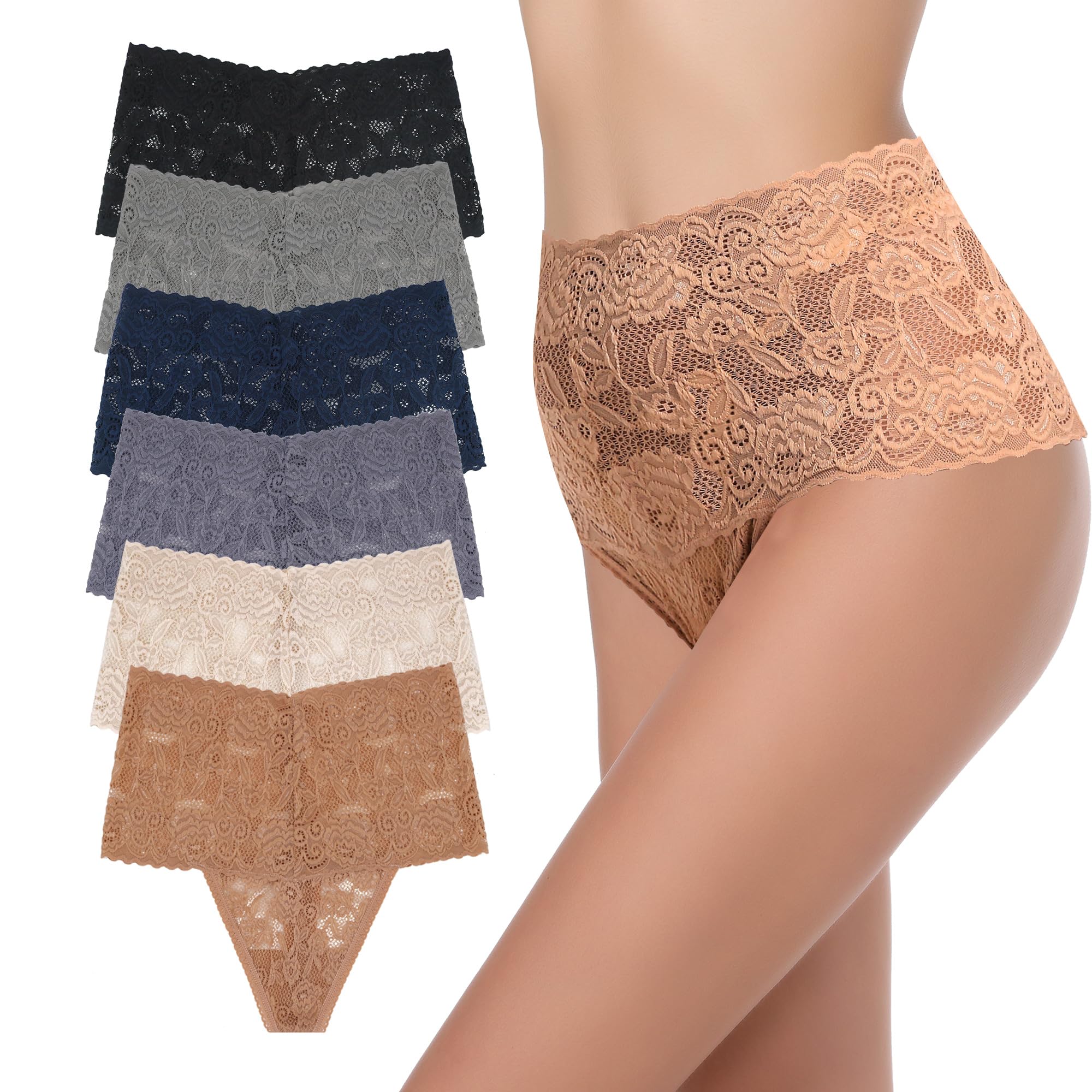 String taille haute en dentelle de coton taille S à 4XL, Medium