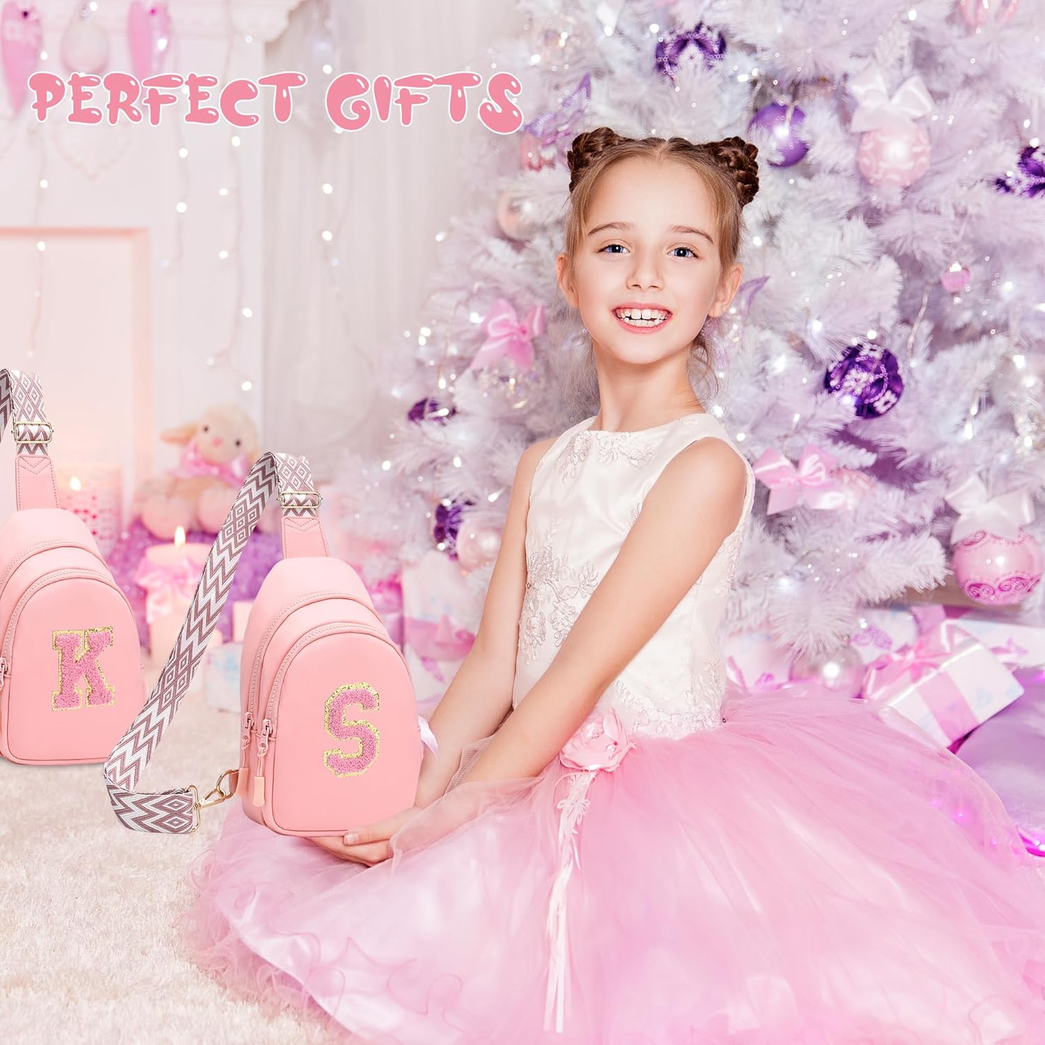 I IHAYNER Girls Sling Bag Fanny Pack Crossbody Bags with Initial Letter for Teen Girls Gift Trendy Stuff Chest Bag for Travel (Pink-M) - Image 8