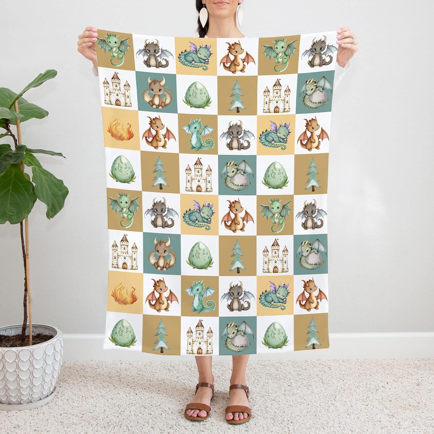 Dragon Baby Blanket, Newborn, Dragon Baby Nursery Bedding Blanket, Dragon Baby Receiving Blanket, Baby Dragon Gifts Super Soft Plush Fleece Blanket