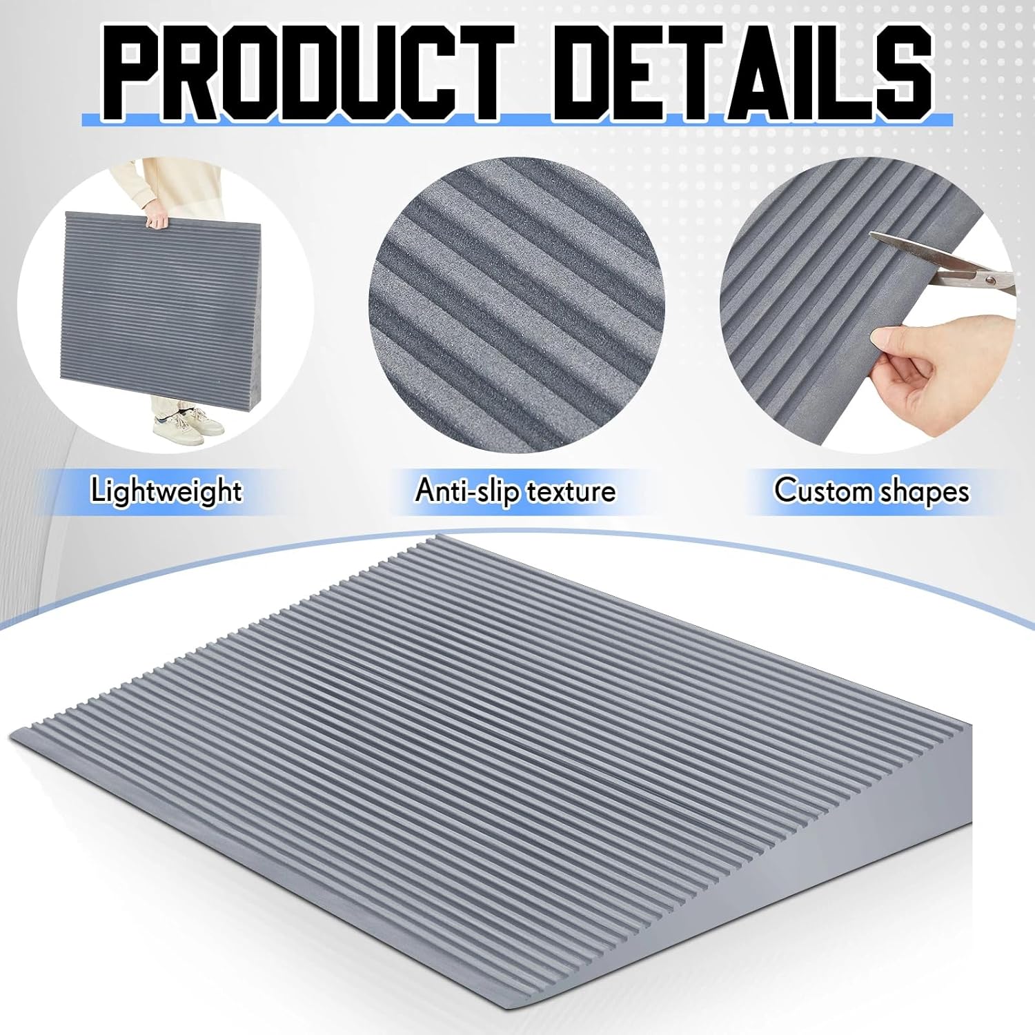 EVA Foam Threshold Ramp, Lightweight Non Slip Doorway Ramp for Wheelchair Walker Scooter, Indoor Outdoor Entry Access for Home Bathroom Garage(Gray,36" l X 28" w X 5" h)