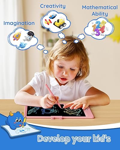 Miniatura 3 de TEKFUN Tableta de escritura LCD, tablero de dibujo colorido de 10 pulgadas + 8 pulgadas para niños, colorear sin desorden para niños pequeños,