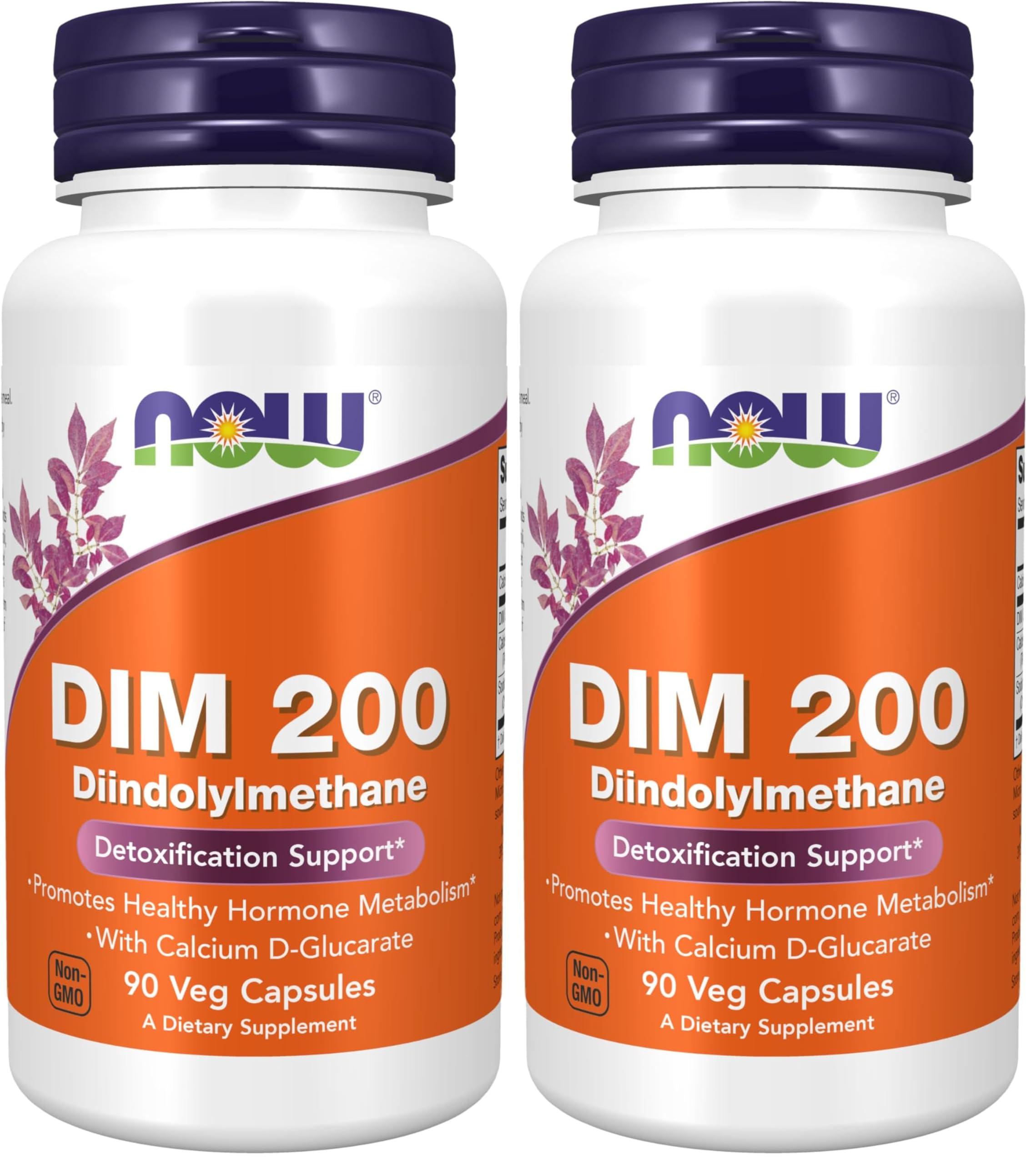 NOW Foods Supplements,DIM 200 (Diindolylmethane) with Calcium D-Glucarate,90 Veg Capsules,(Pack of 2) 90 Count (Pack of 2)