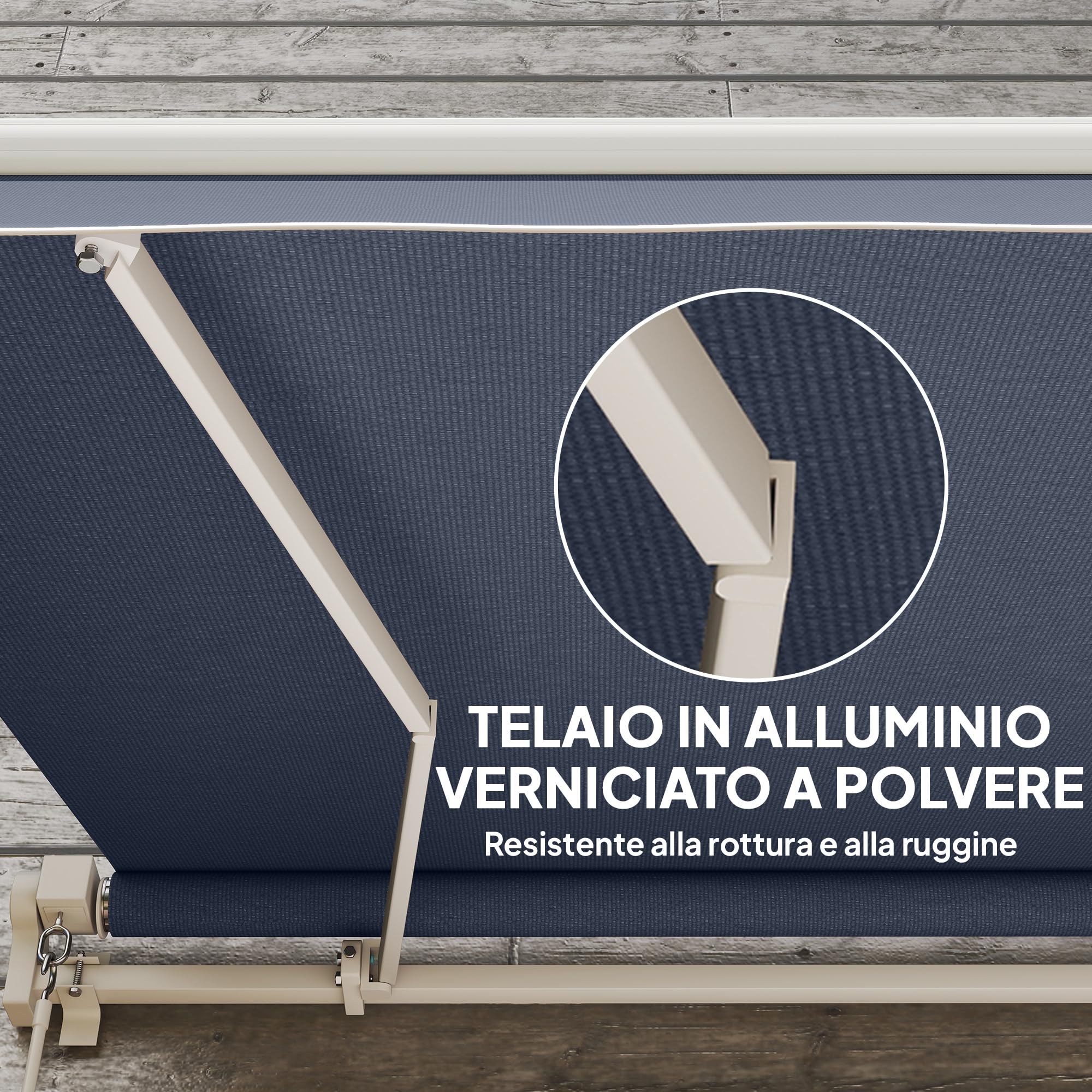 Outsunny Tenda da Sole 3.6x2.5 m con Braccio Avvolgibile Grigio Scuro