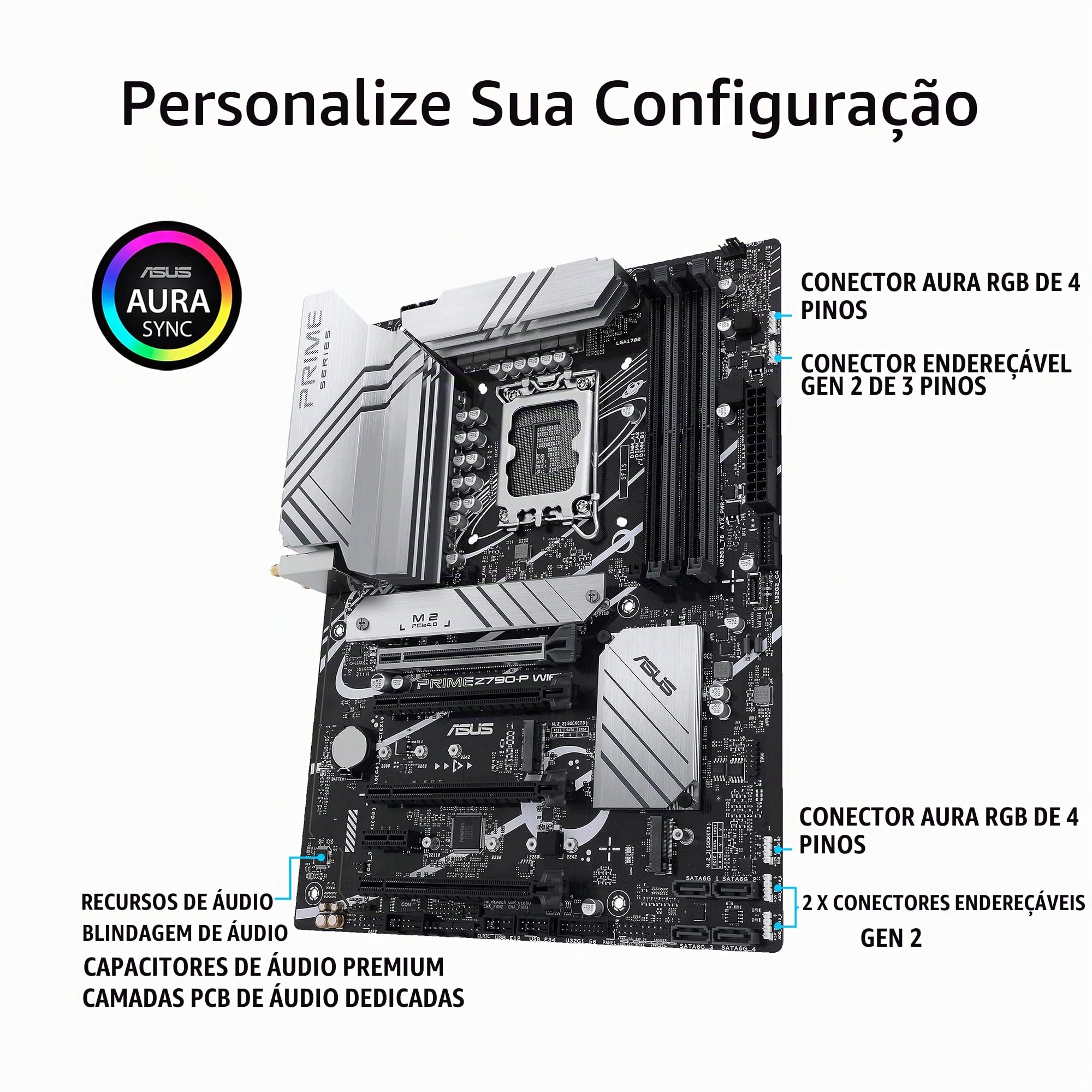 Placa Mãe Asus Prime Z790-P WiFi, Chipset Z790, Intel LGA 1700