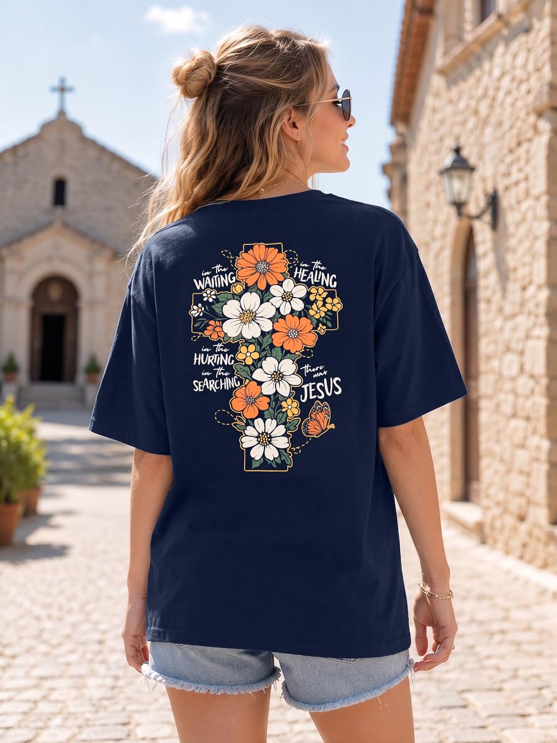 Christian Shirts Women Oversized Jesus God T Shirts Bible Verse Tees Tops